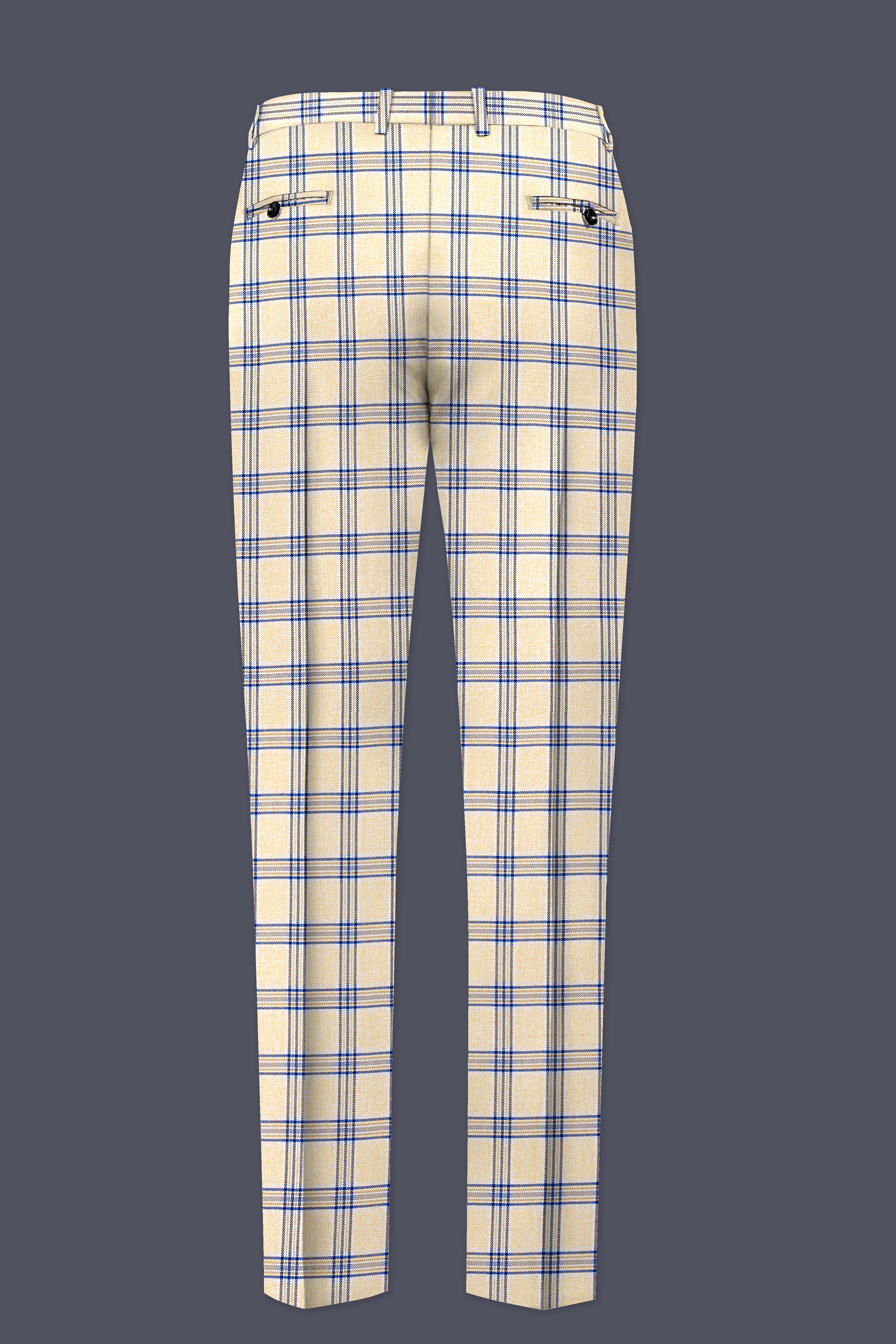 Coriander Light Brown with Rhino Blue Plaid Pant