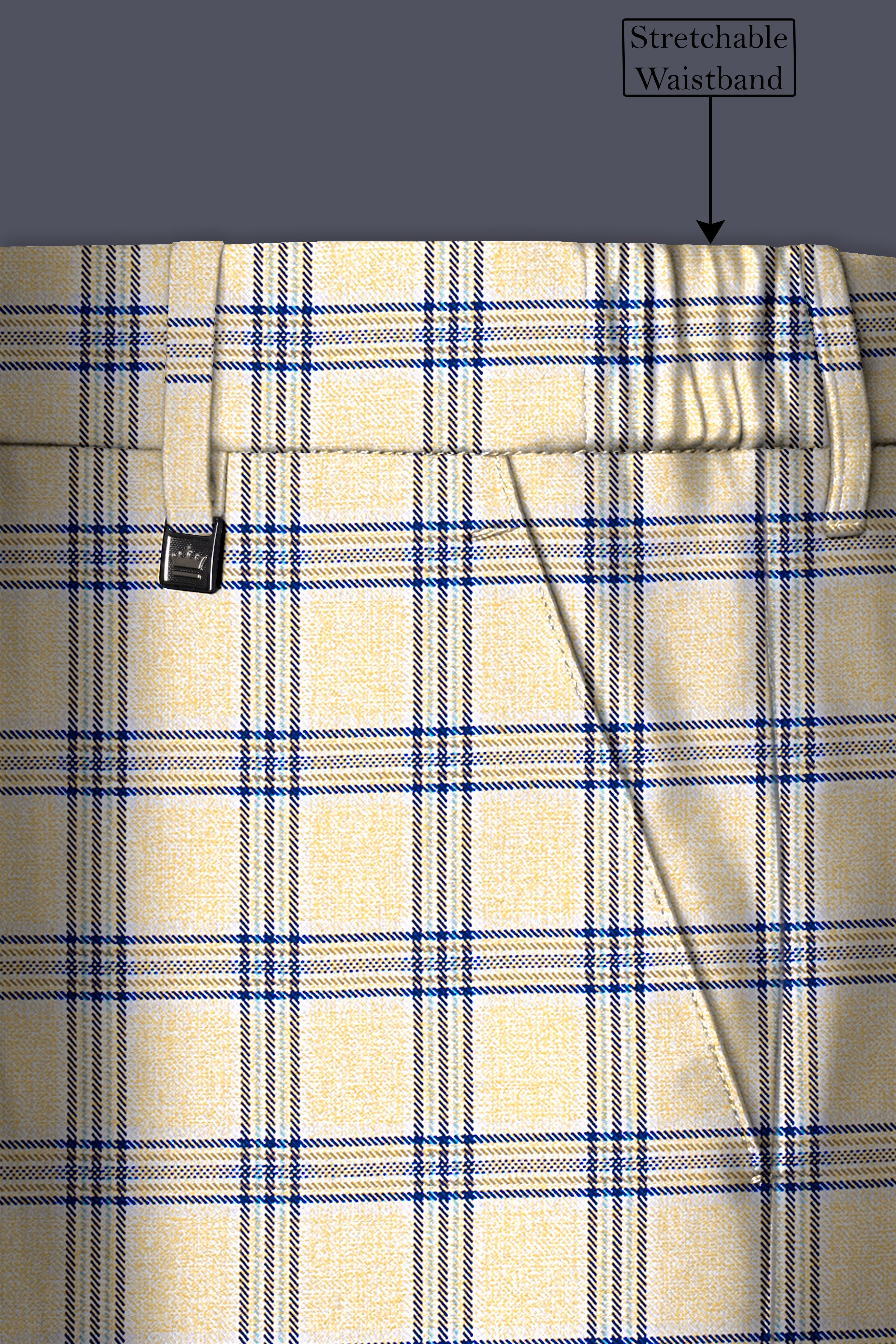 Coriander Light Brown with Rhino Blue Plaid Pant