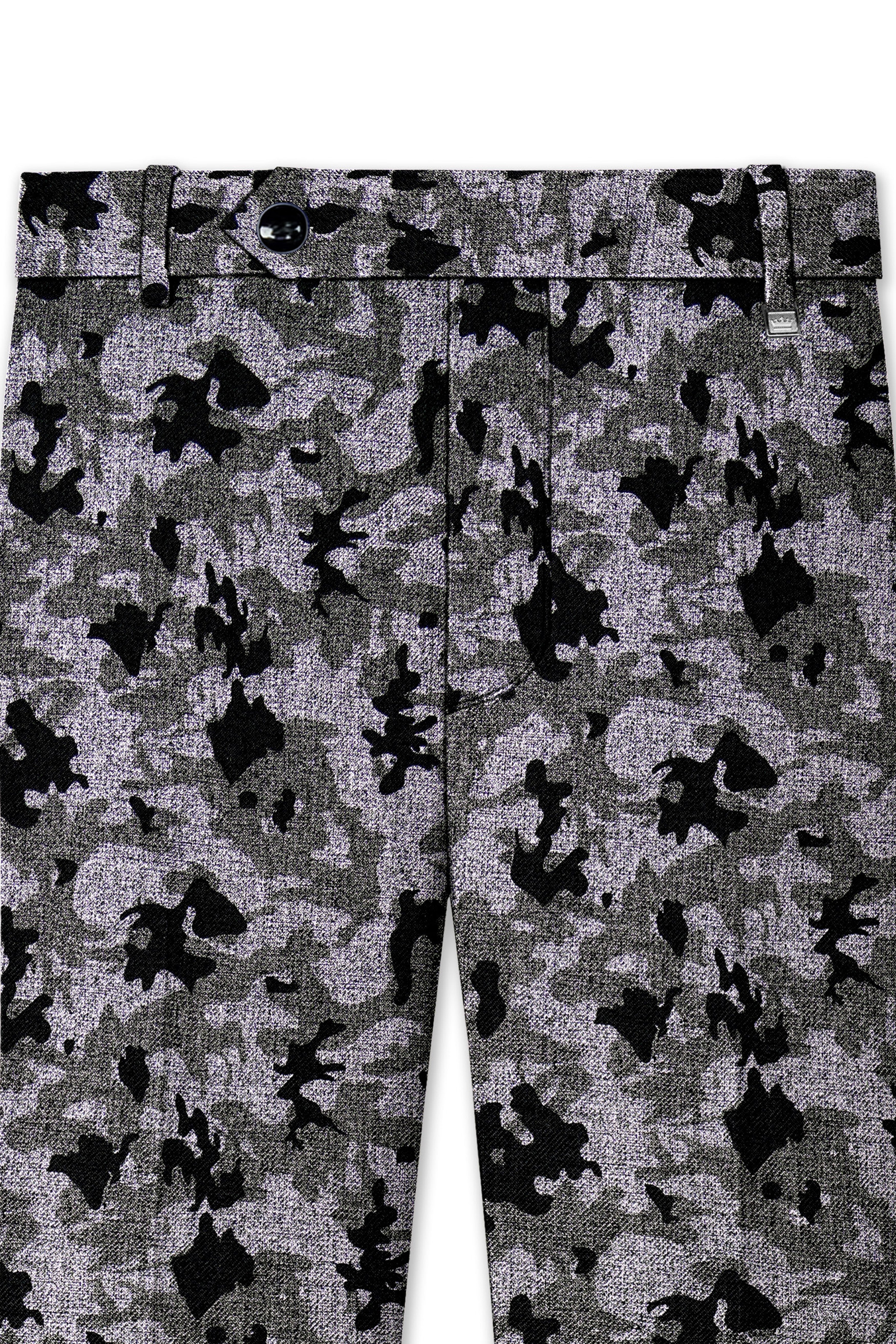 Scorpion Gray With Merlin Black Chintz Printed Stretchable Waistband Pant