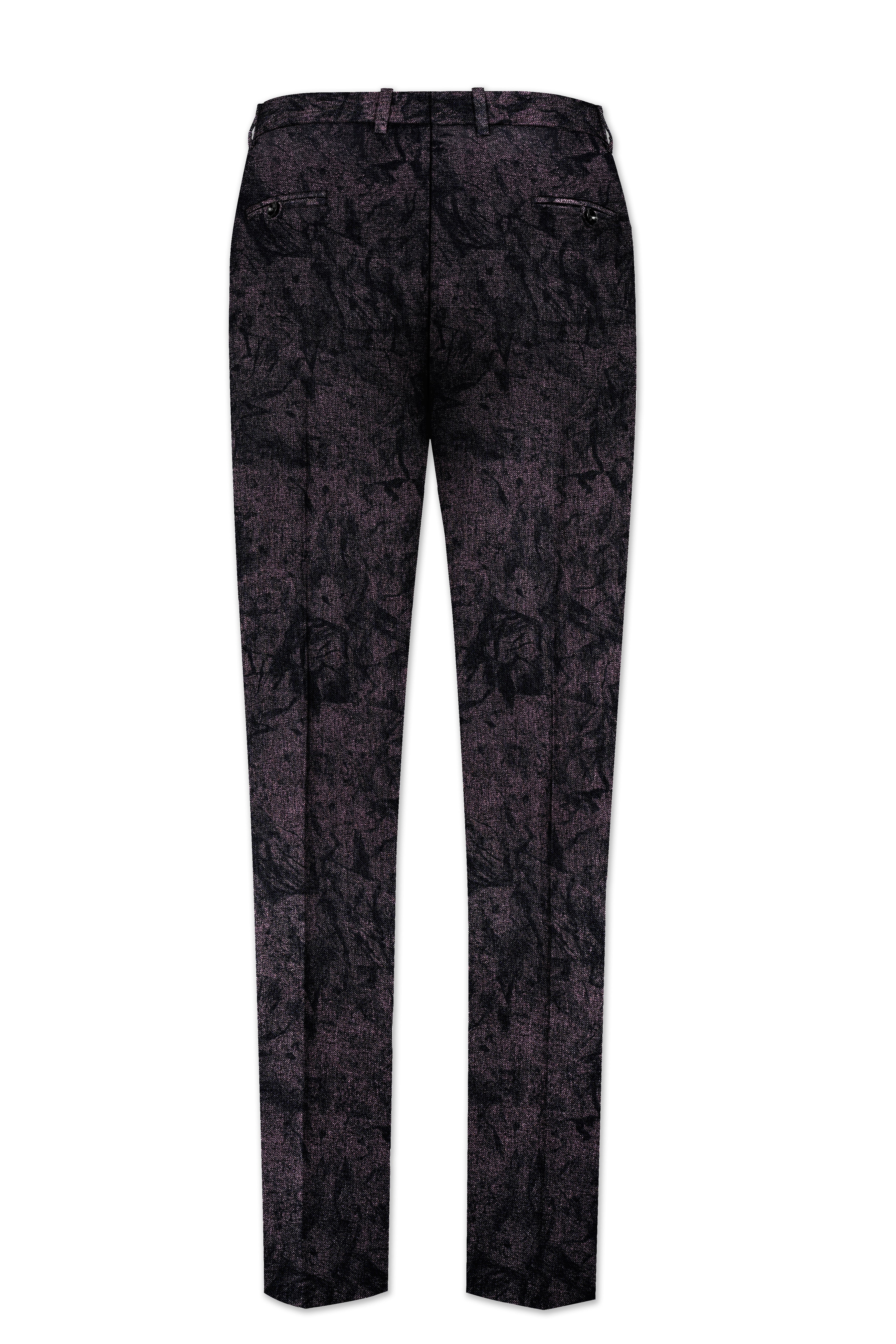 Zeus Pink Printed Wool Rich Stretchable Waistband Pant