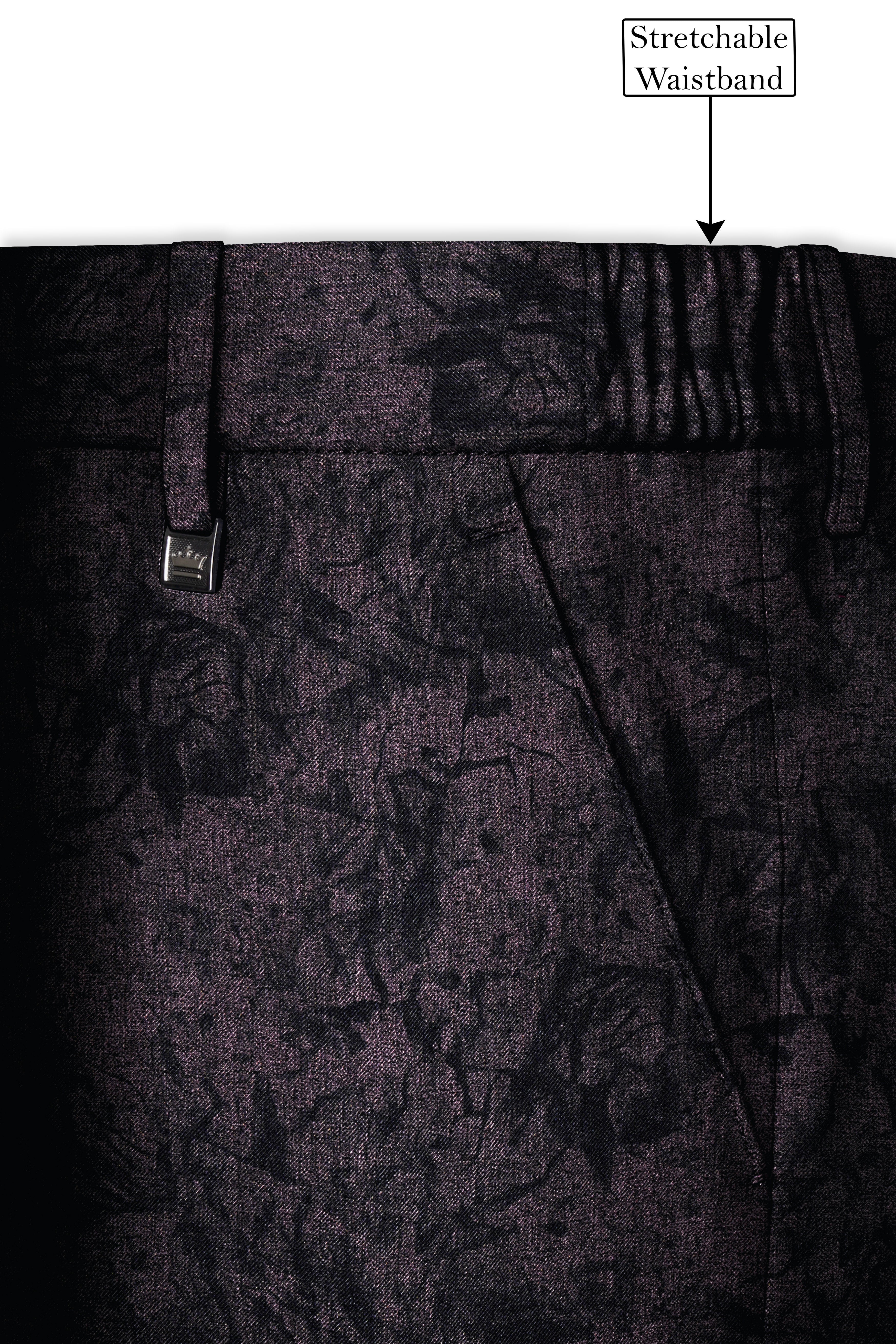 Zeus Pink Printed Wool Rich Stretchable Waistband Pant