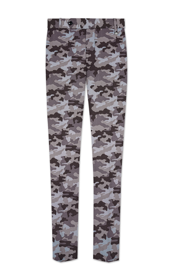 Emperor Gray And Tundora Camouflage Printed Cotton Stretchable Waistband Pant