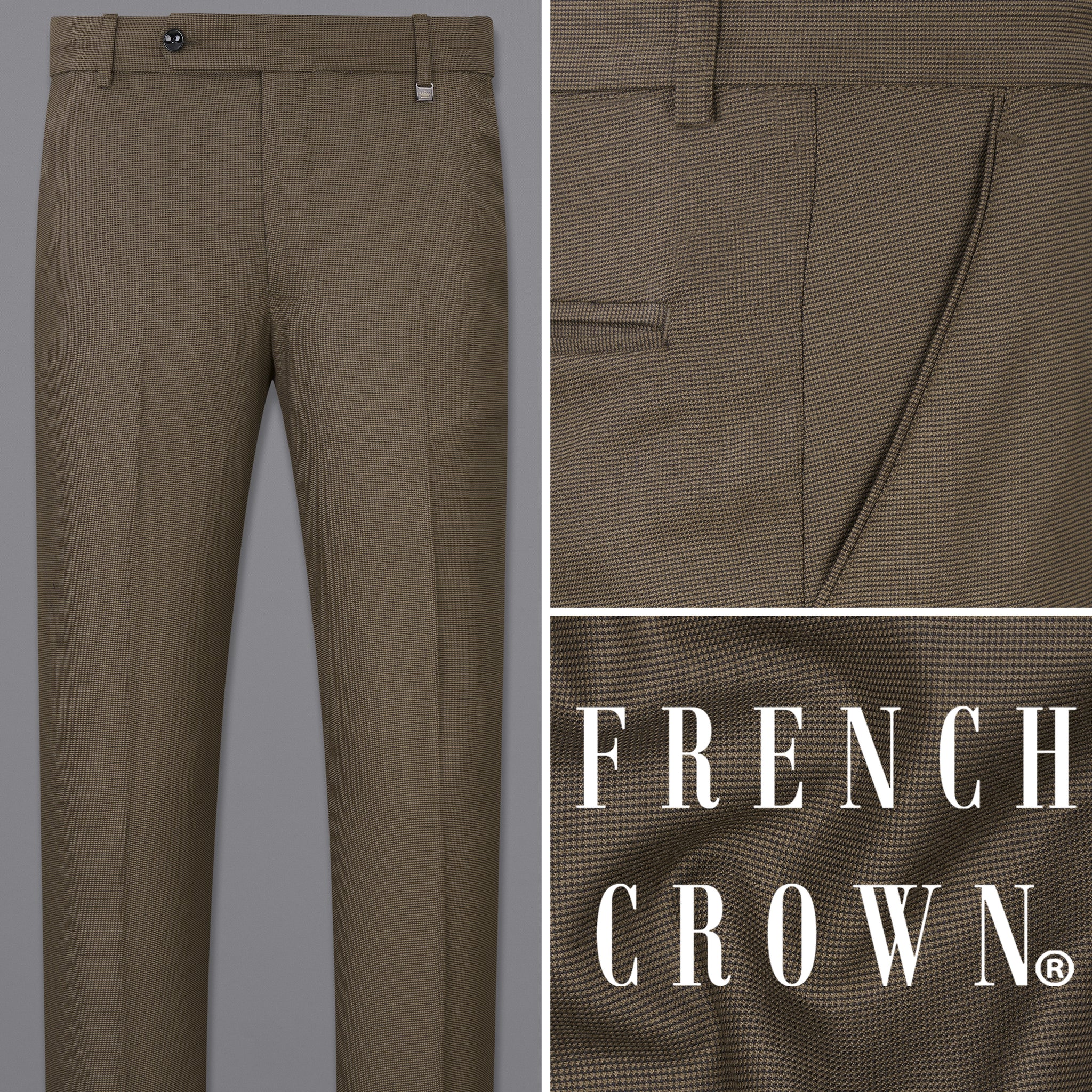 Brown Rayon Flax Trouser Pants main image 1