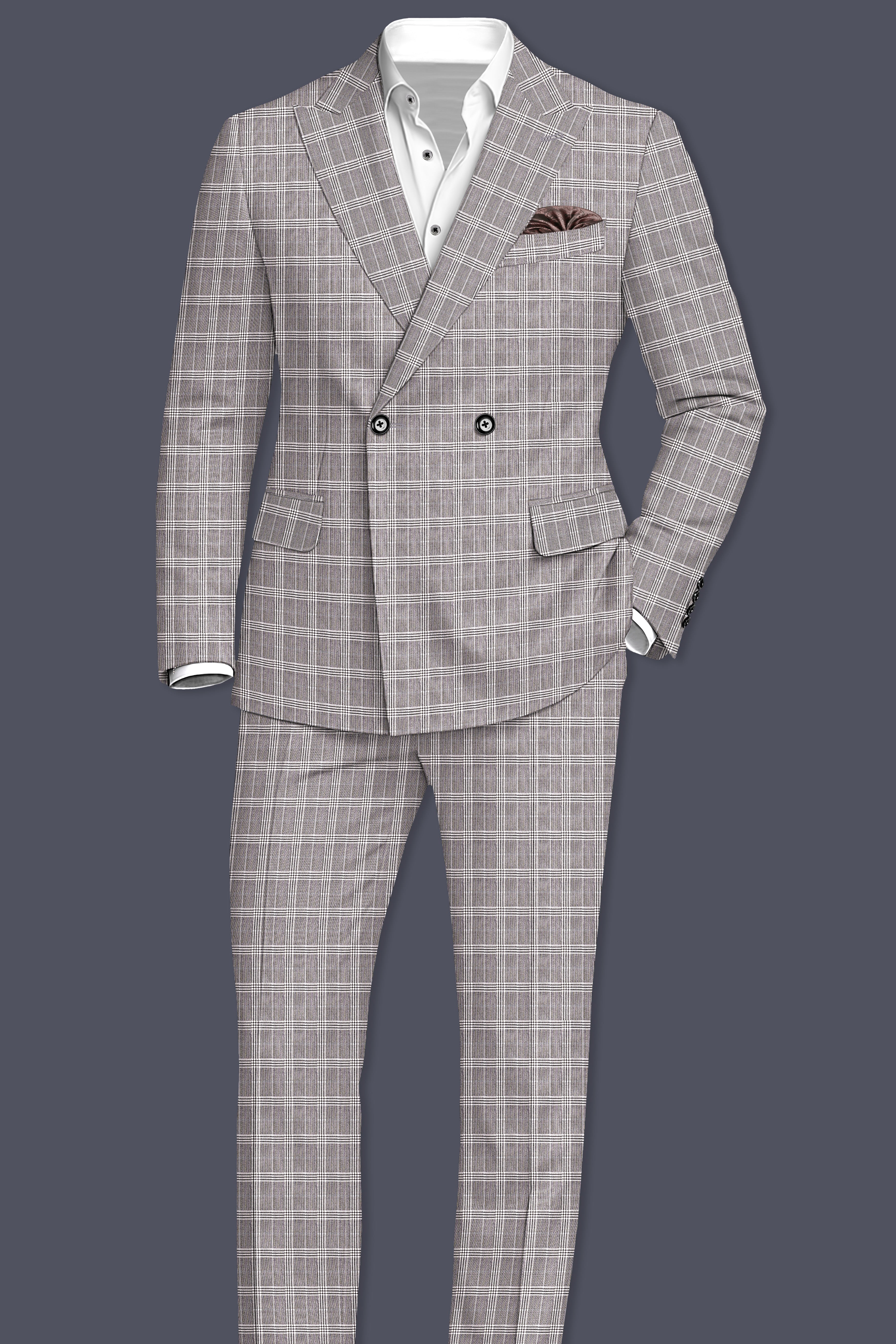 Bronco Gray and White Plaid Pant