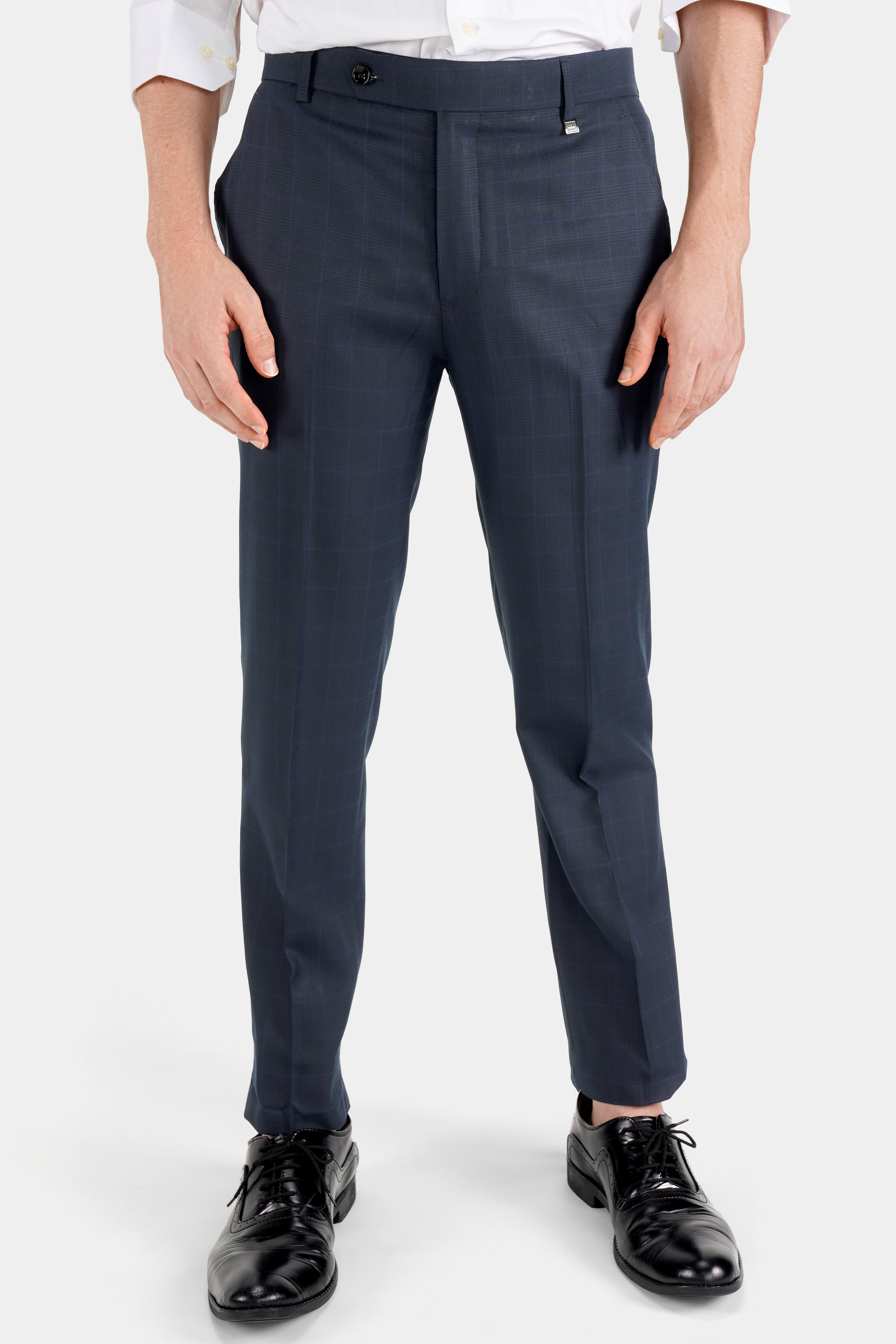 Baltic Blue Checkered Wool Rich Pant T2737-28, T2737-30, T2737-32, T2737-34, T2737-36, T2737-38, T2737-40, T2737-42, T2737-44