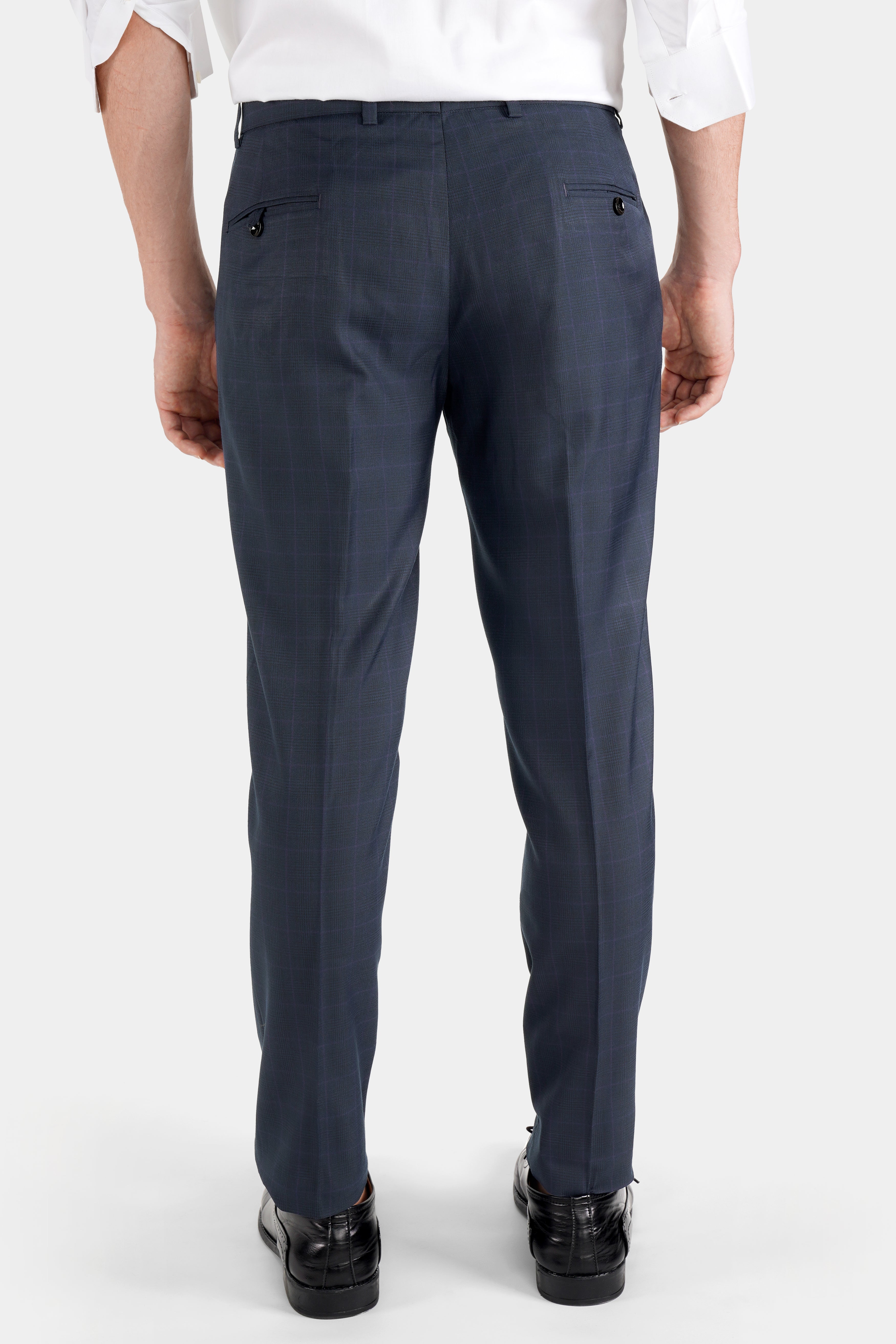 Baltic Blue Checkered Wool Rich Pant T2737-28, T2737-30, T2737-32, T2737-34, T2737-36, T2737-38, T2737-40, T2737-42, T2737-44