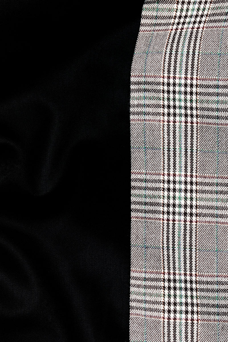 Half Black and Half Battleship Gray Checkered Wool Rich Designer Pant
