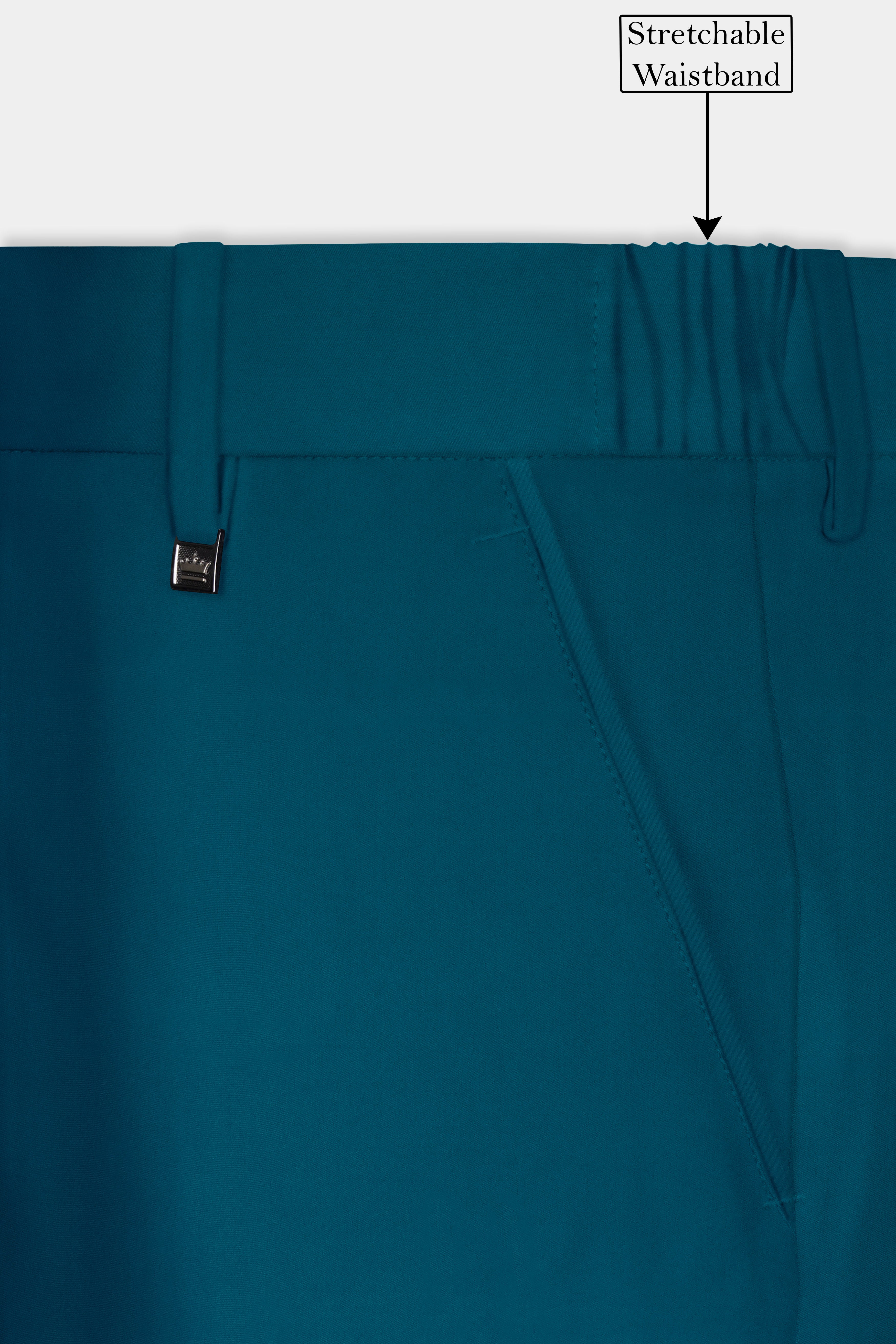 Dell Blue Wool Rich Stretchable Waistband Pant