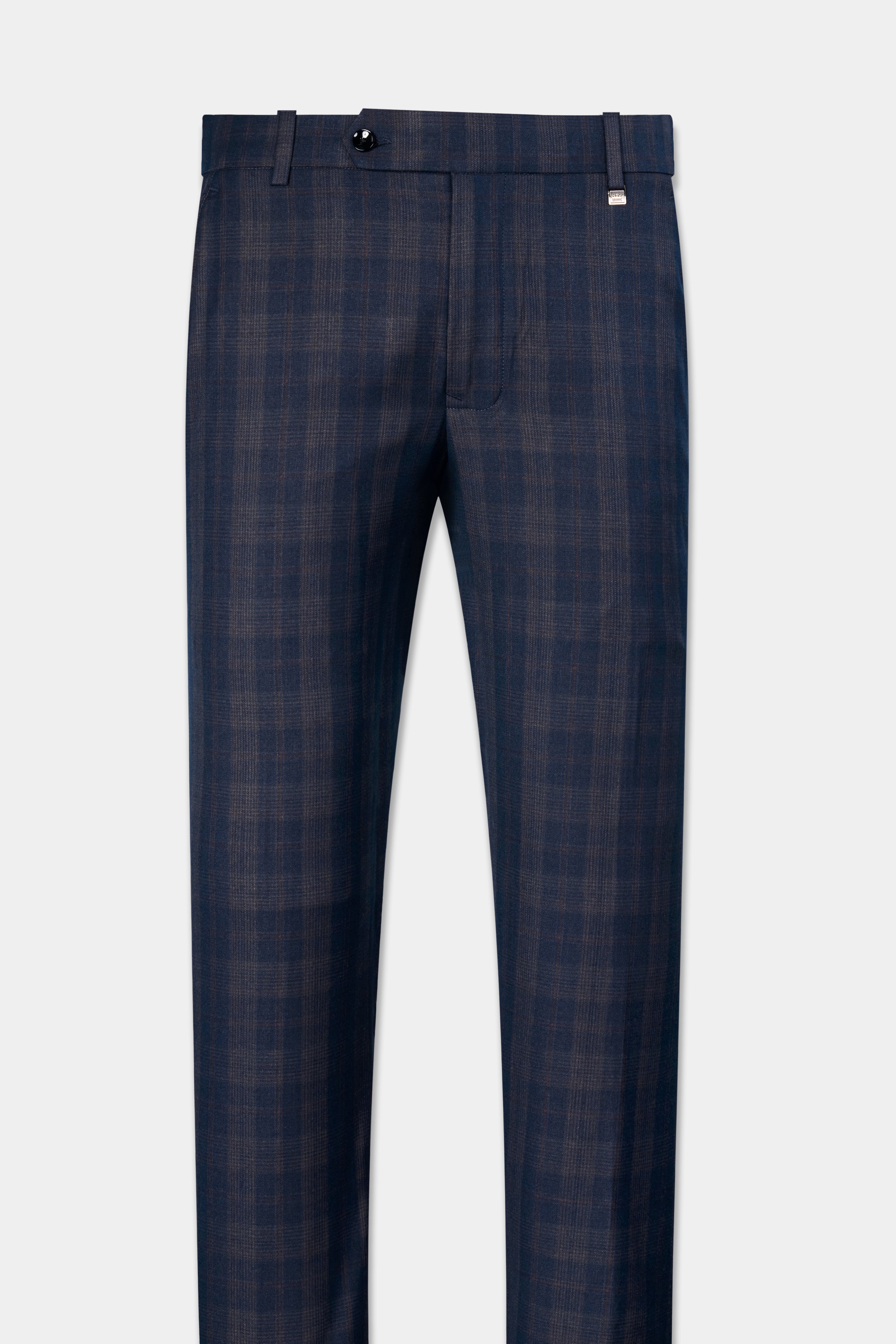 Admiral Blue and Cinereous Brown Plaid Wool Rich Pant T2872-28, T2872-30, T2872-32, T2872-34, T2872-36, T2872-38, T2872-40, T2872-42, T2872-44