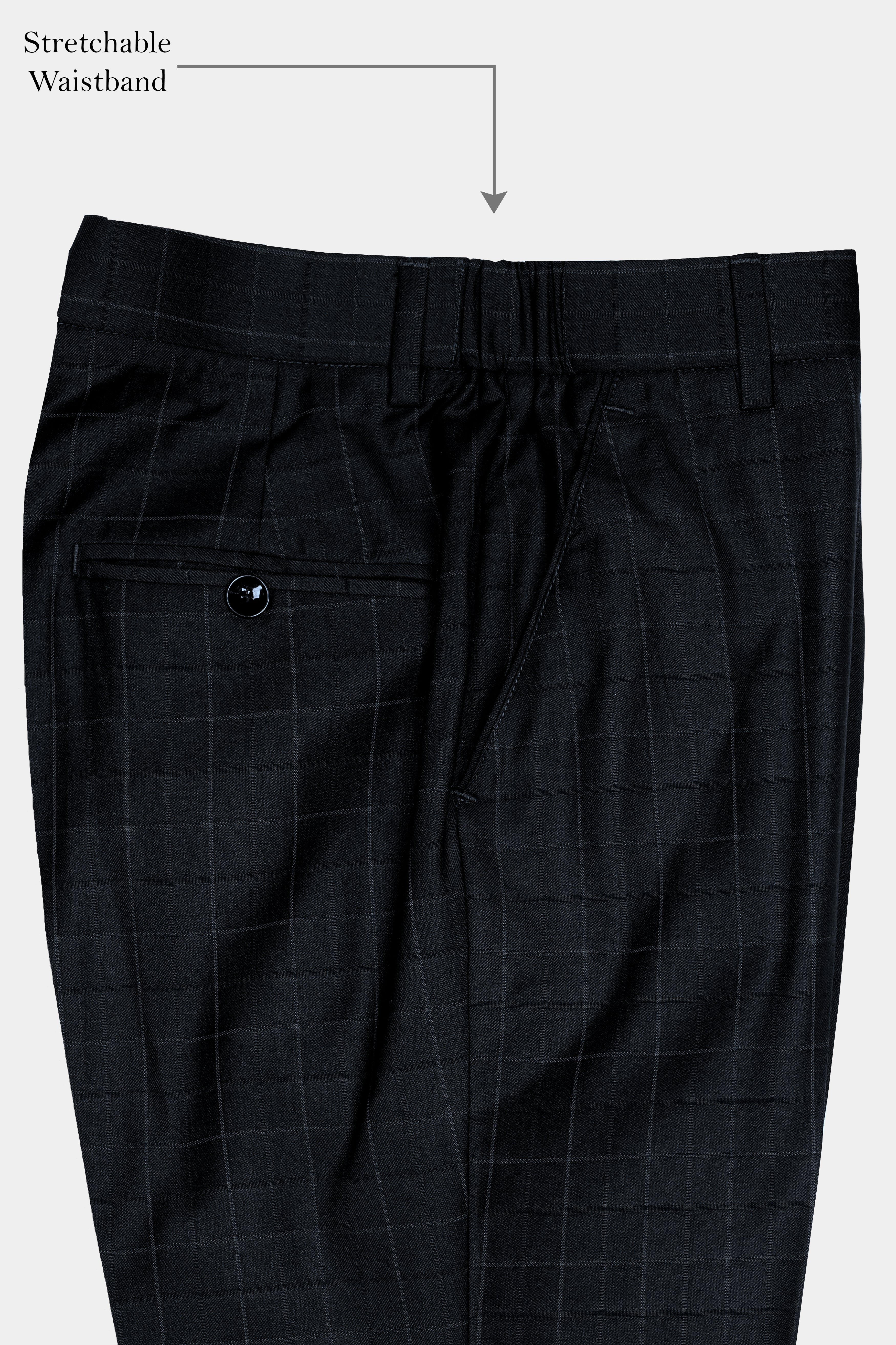 Jade Black Subtle Checkered Wool Rich Pant T2909-SW-28, T2909-SW-30, T2909-SW-32, T2909-SW-34, T2909-SW-36, T2909-SW-38, T2909-SW-40, T2909-SW-42, T2909-SW-44