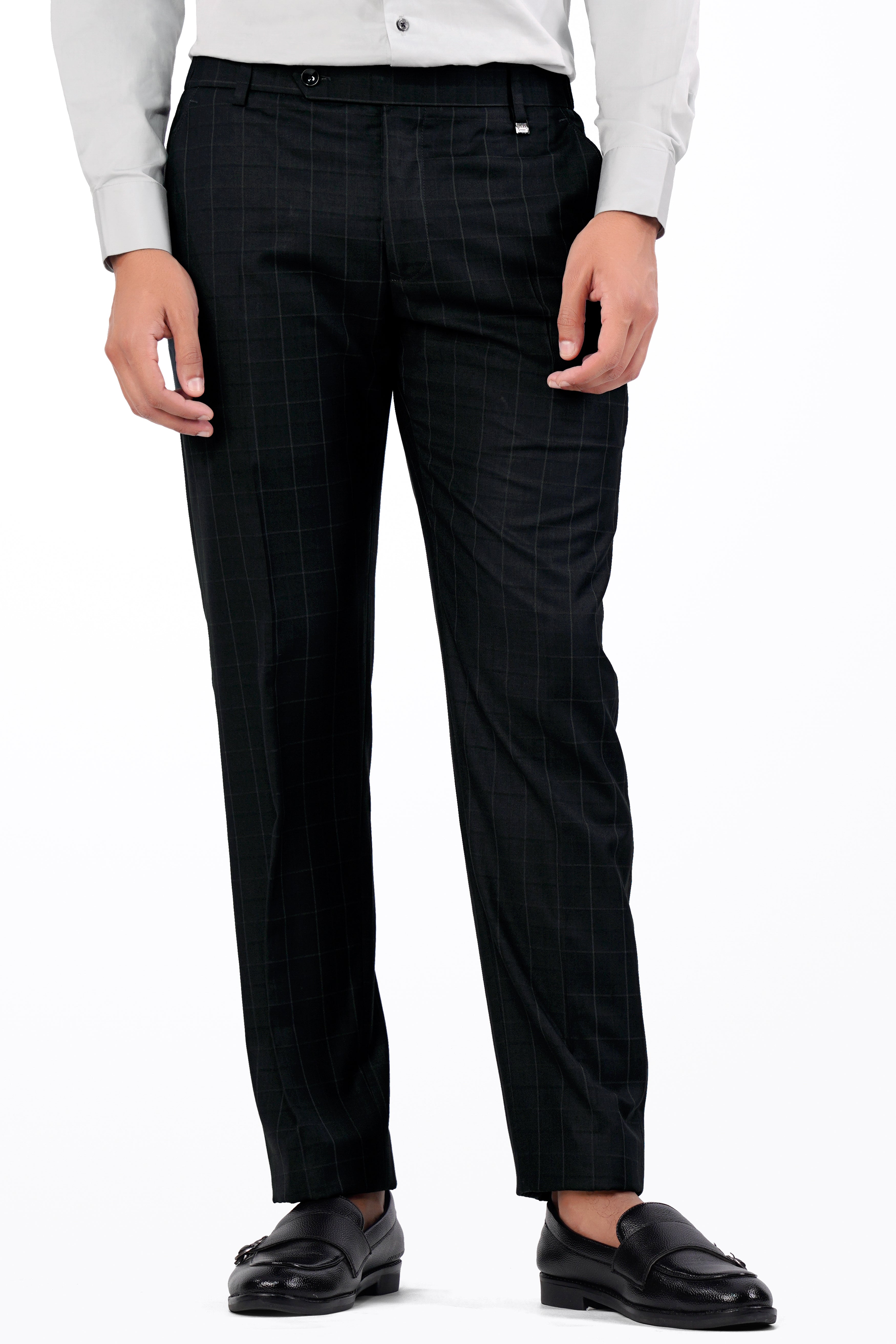 Jade Black Subtle Checkered Wool Rich Pant T2909-SW-28, T2909-SW-30, T2909-SW-32, T2909-SW-34, T2909-SW-36, T2909-SW-38, T2909-SW-40, T2909-SW-42, T2909-SW-44