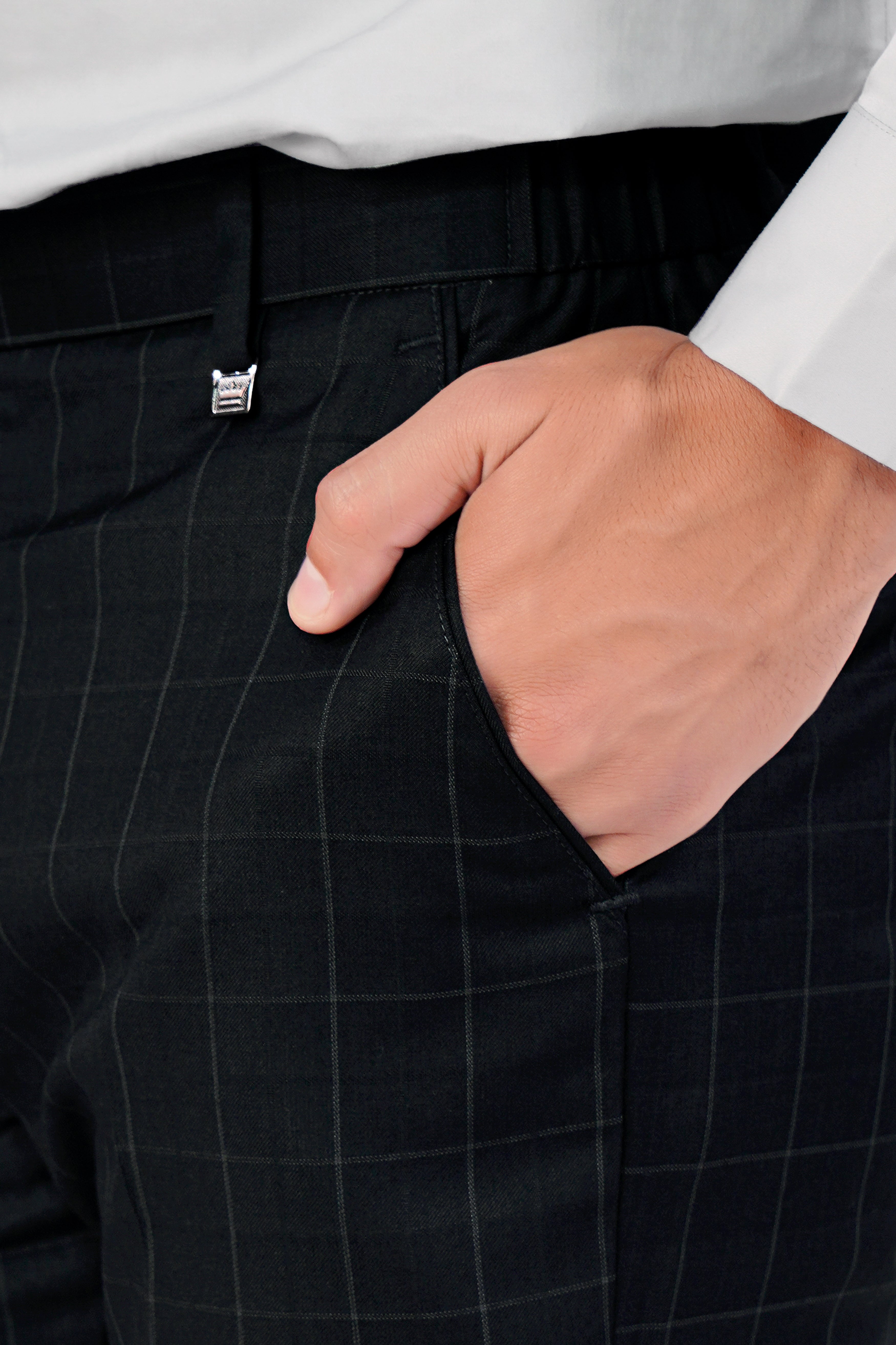 Jade Black Subtle Checkered Wool Rich Pant T2909-SW-28, T2909-SW-30, T2909-SW-32, T2909-SW-34, T2909-SW-36, T2909-SW-38, T2909-SW-40, T2909-SW-42, T2909-SW-44