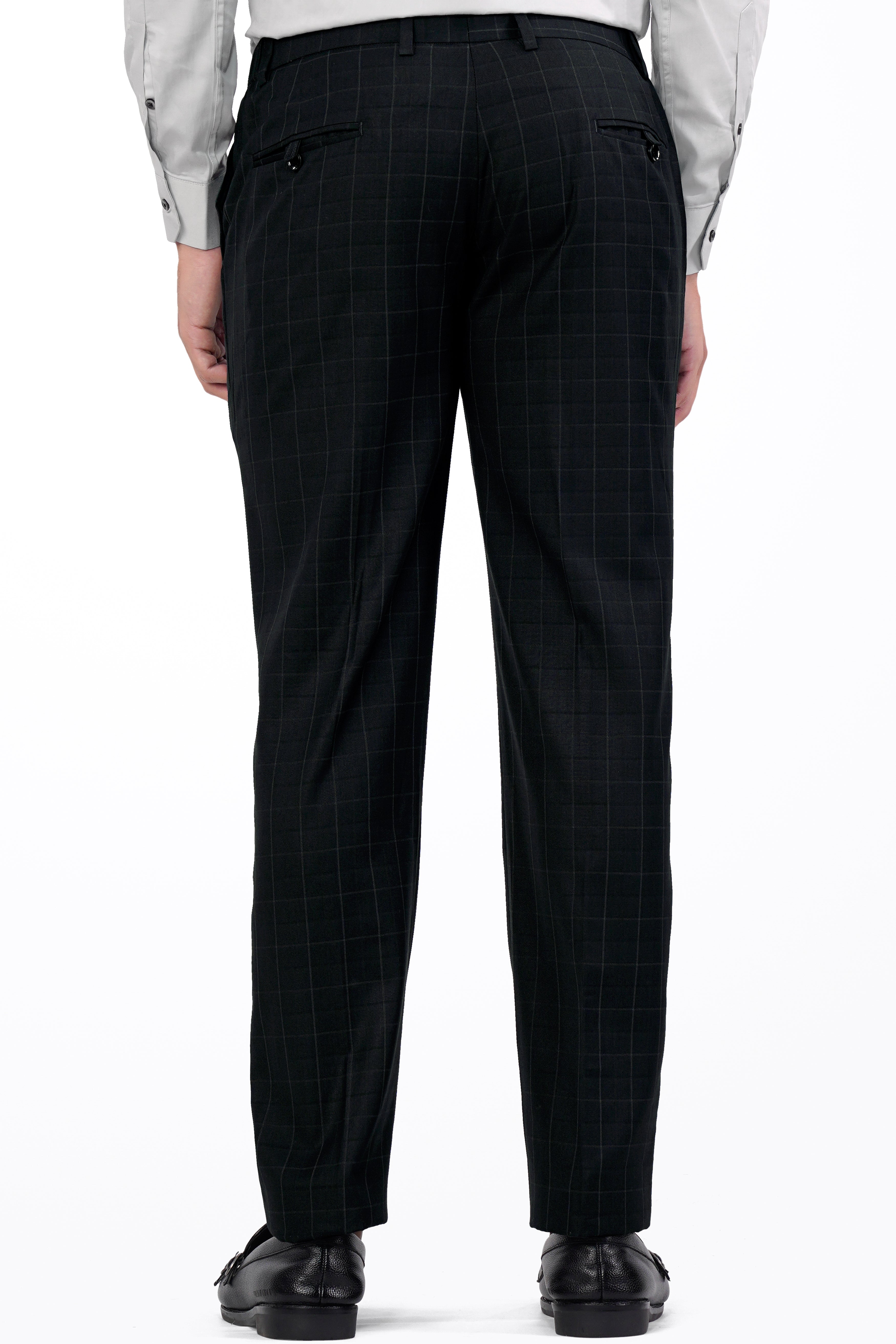 Jade Black Subtle Checkered Wool Rich Pant T2909-SW-28, T2909-SW-30, T2909-SW-32, T2909-SW-34, T2909-SW-36, T2909-SW-38, T2909-SW-40, T2909-SW-42, T2909-SW-44