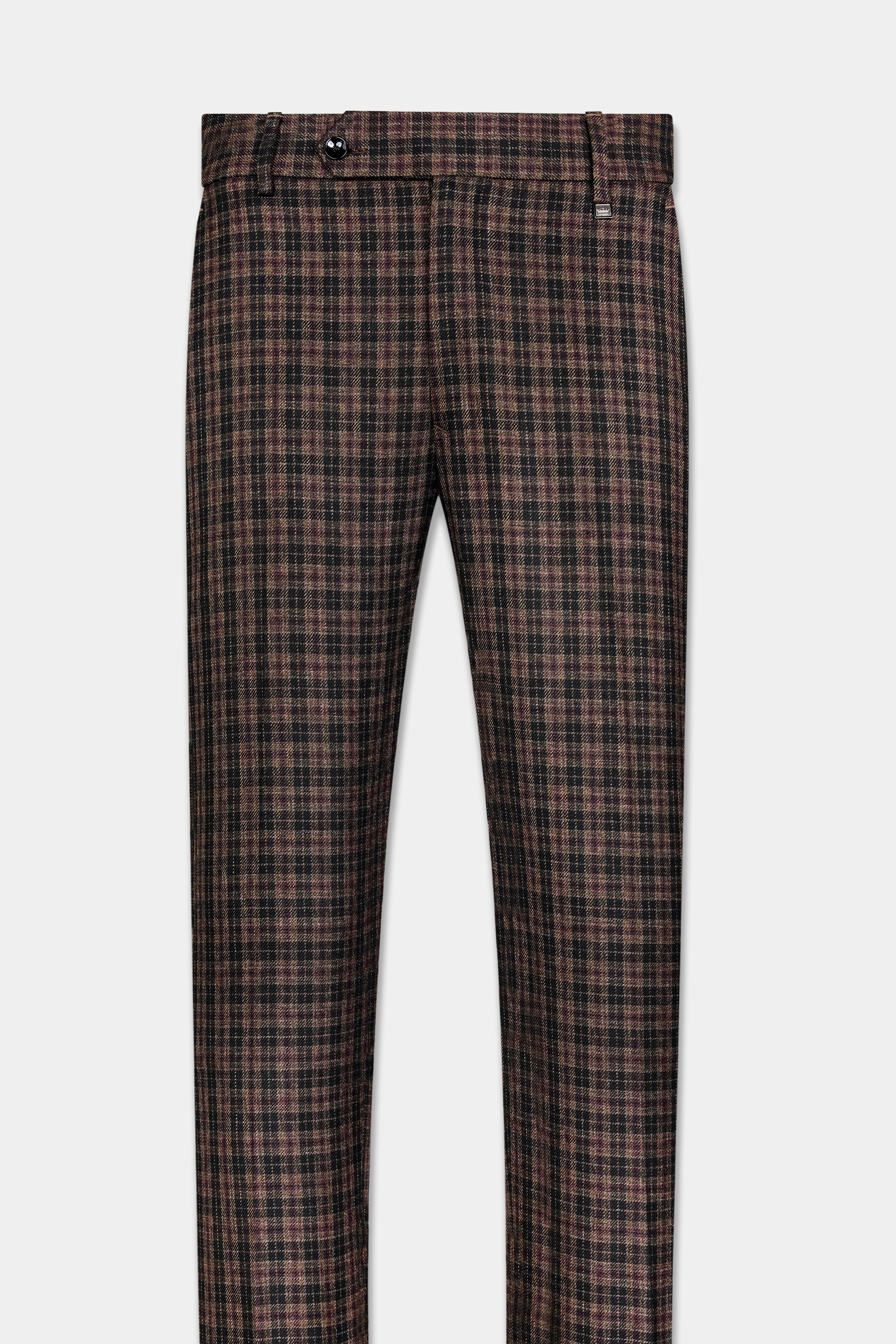 Ferra Brown and Black Plaid Tweed Pant T2917-SW-28, T2917-SW-30, T2917-SW-32, T2917-SW-34, T2917-SW-36, T2917-SW-38, T2917-SW-40, T2917-SW-42, T2917-SW-44