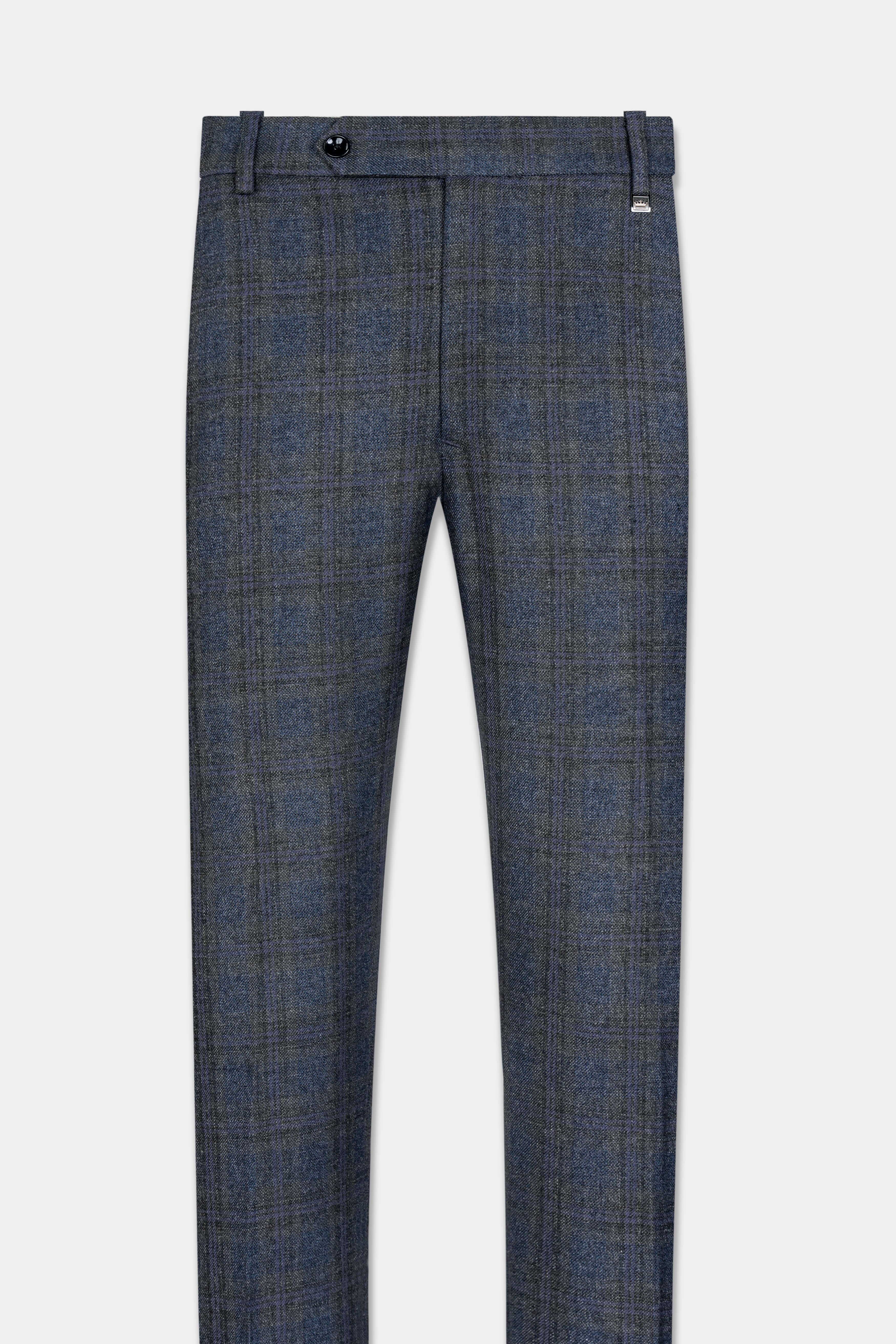 Ebony Clay Blue and Gravel Gray Plaid Tweed Pant T2927-SW-28, T2927-SW-30, T2927-SW-32, T2927-SW-34, T2927-SW-36, T2927-SW-38, T2927-SW-40, T2927-SW-42, T2927-SW-44