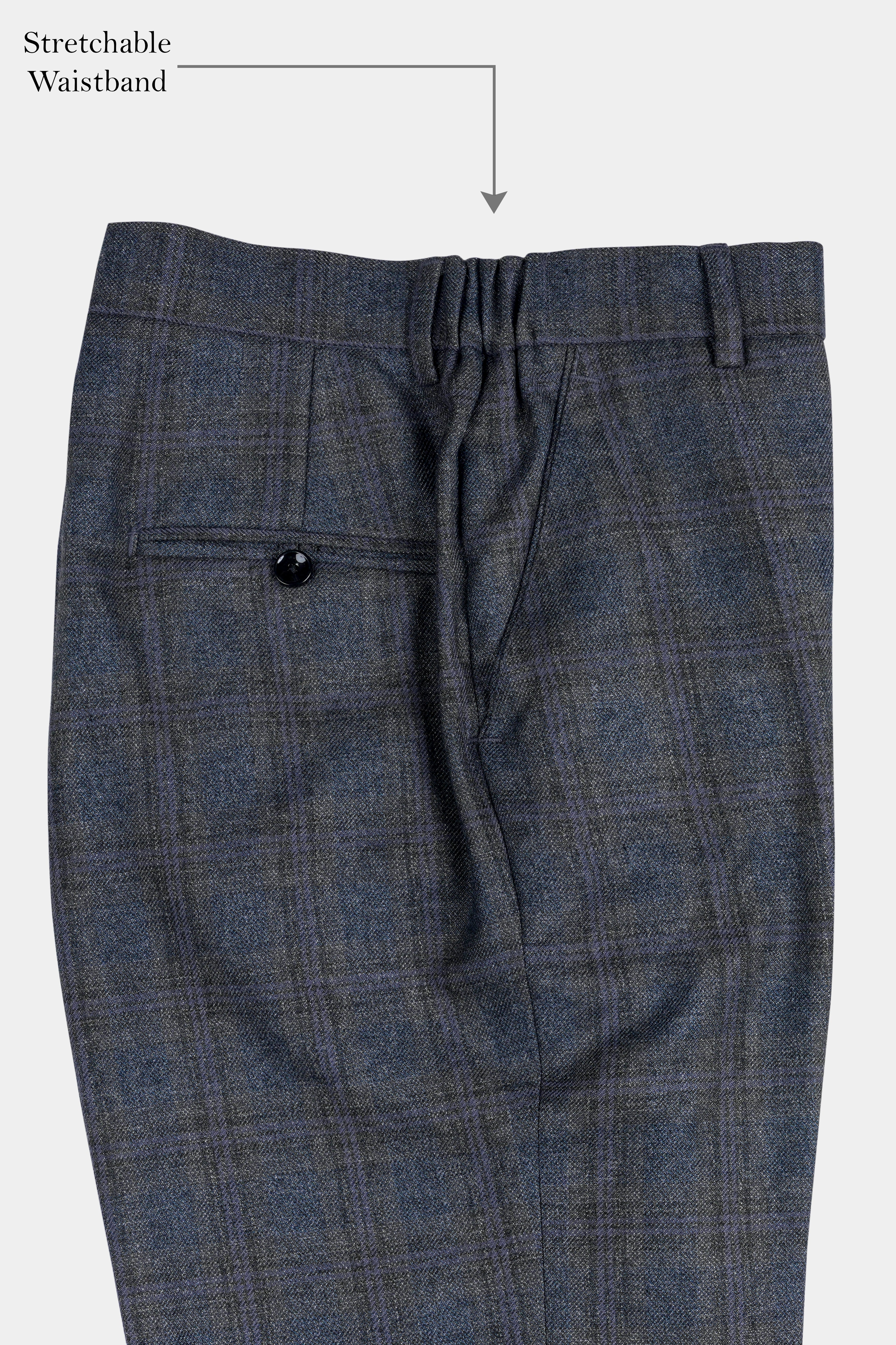 Ebony Clay Blue and Gravel Gray Plaid Tweed Pant T2927-SW-28, T2927-SW-30, T2927-SW-32, T2927-SW-34, T2927-SW-36, T2927-SW-38, T2927-SW-40, T2927-SW-42, T2927-SW-44