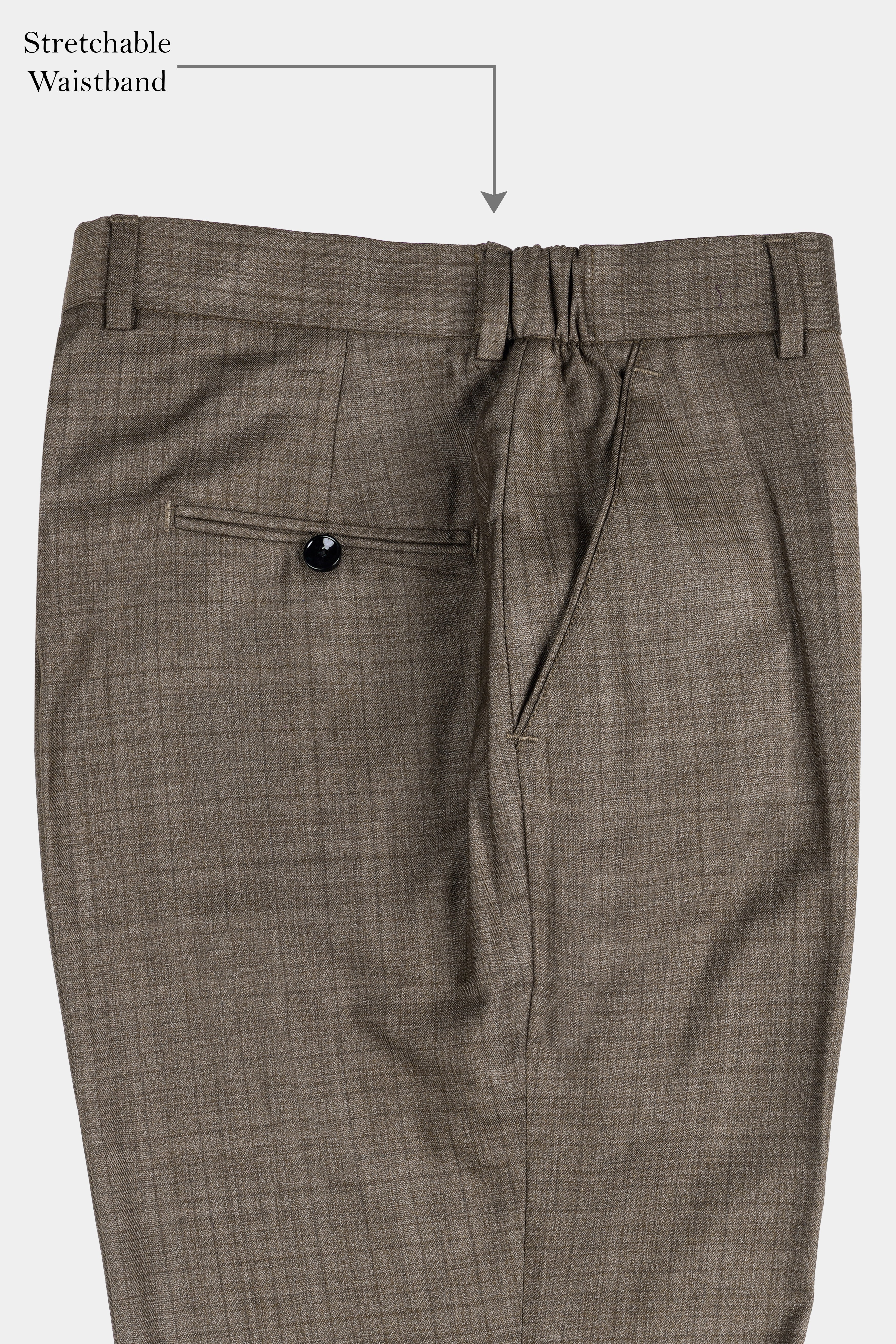 Hemp Brown Checkered Wool Rich Stretchable Pant T2935-SW-28, T2935-SW-30, T2935-SW-32, T2935-SW-34, T2935-SW-36, T2935-SW-38, T2935-SW-40, T2935-SW-42, T2935-SW-44