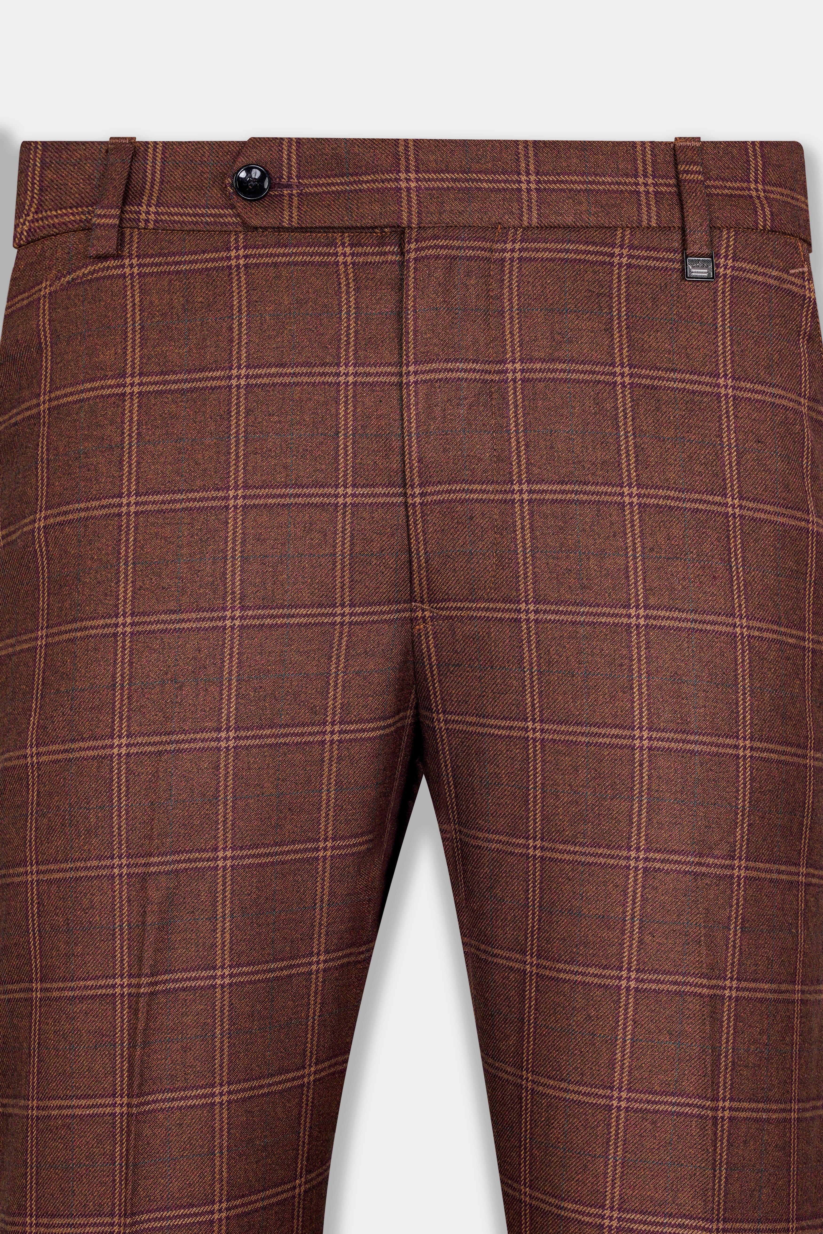 Bole Brown Windowpane Tweed Stretchable Pant T2937-SW-28, T2937-SW-30, T2937-SW-32, T2937-SW-34, T2937-SW-36, T2937-SW-38, T2937-SW-40, T2937-SW-42, T2937-SW-44