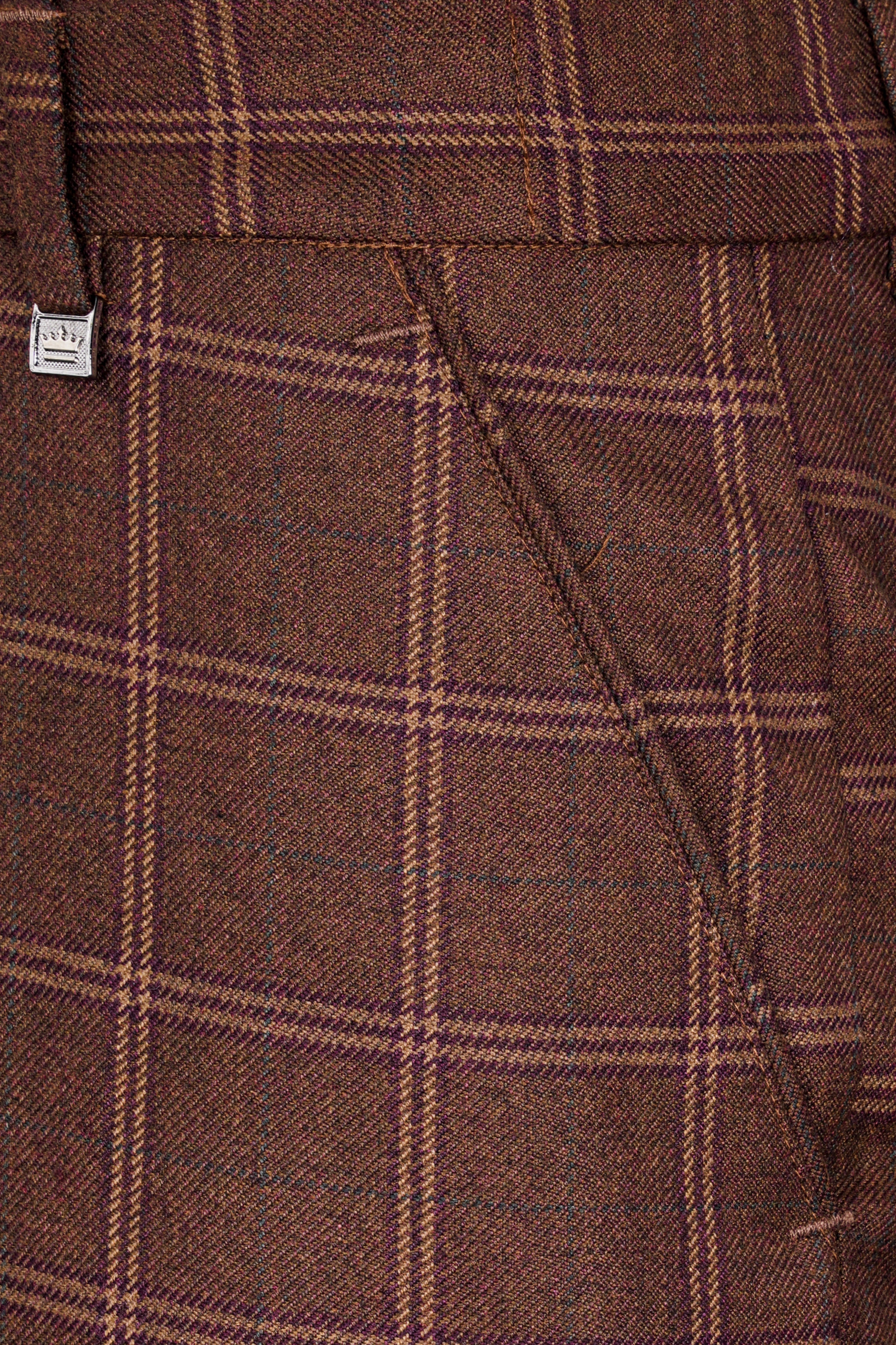 Bole Brown Windowpane Tweed Stretchable Pant T2937-SW-28, T2937-SW-30, T2937-SW-32, T2937-SW-34, T2937-SW-36, T2937-SW-38, T2937-SW-40, T2937-SW-42, T2937-SW-44