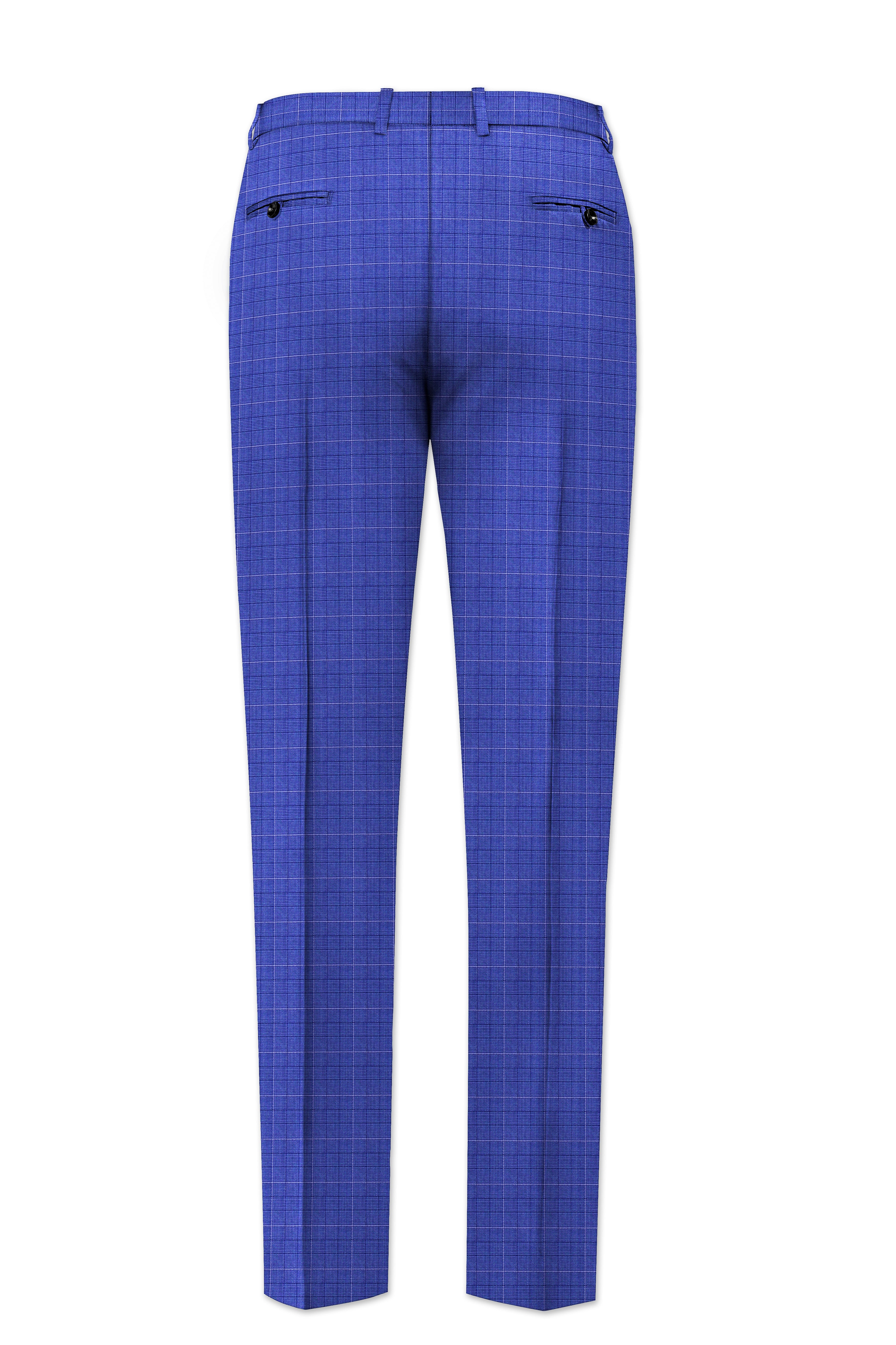 Yonder Blue Wool Rich Plaid Stretchable Pant