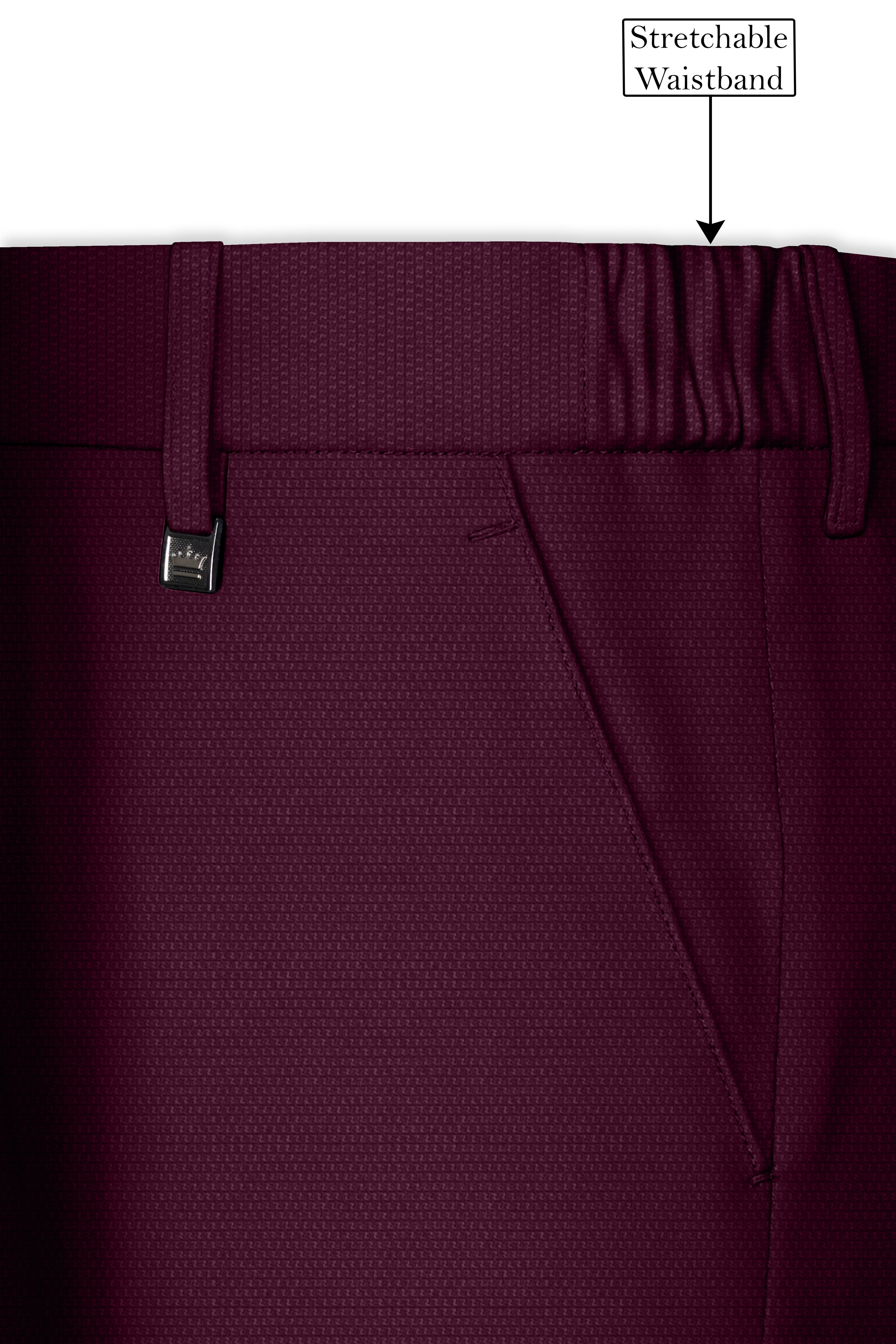Magenta Maroon Wool Rich Stretchable Pant