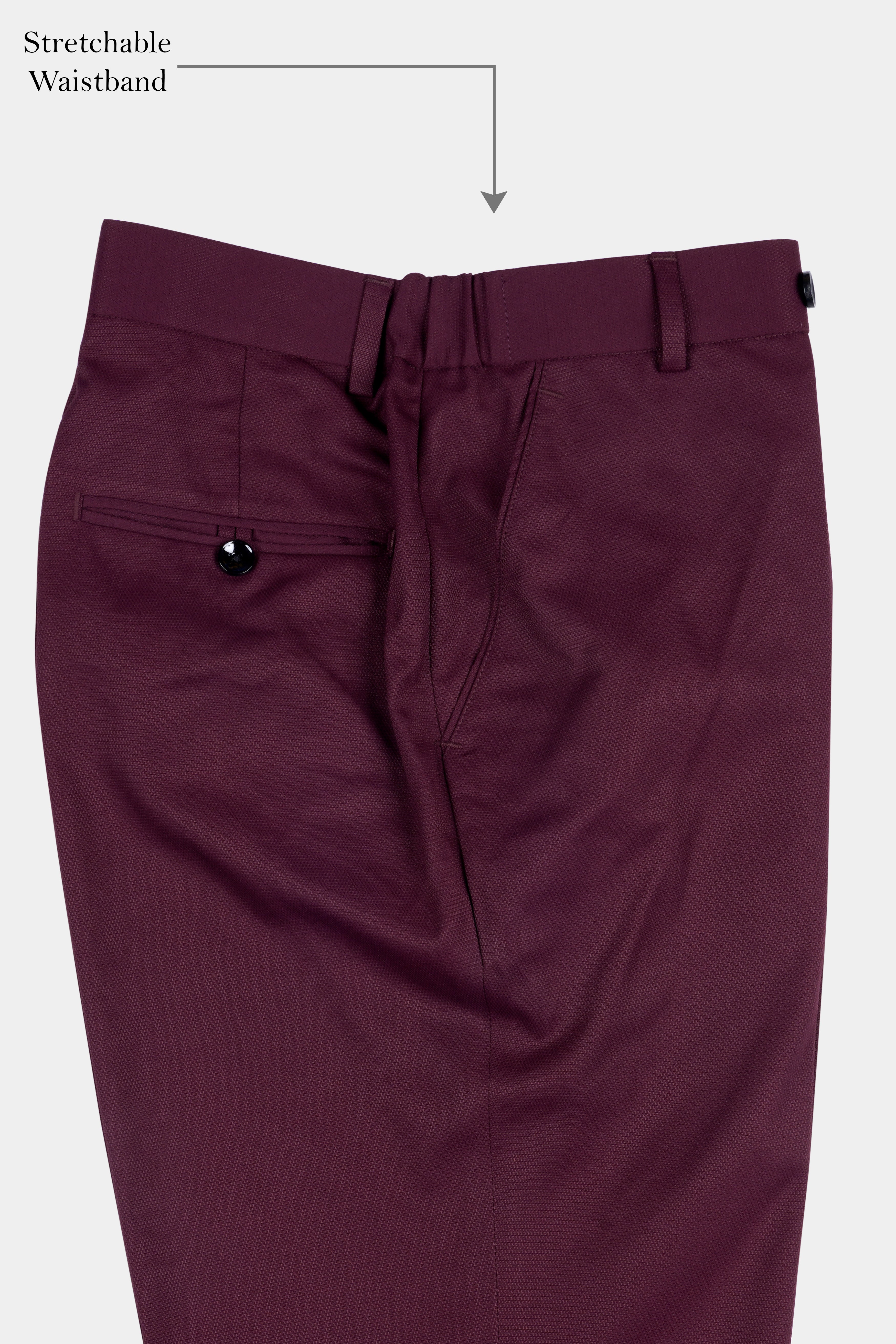 Magenta Maroon Wool Rich Stretchable Pant T2949-SW-28, T2949-SW-30, T2949-SW-32, T2949-SW-34, T2949-SW-36, T2949-SW-38, T2949-SW-40, T2949-SW-42, T2949-SW-44