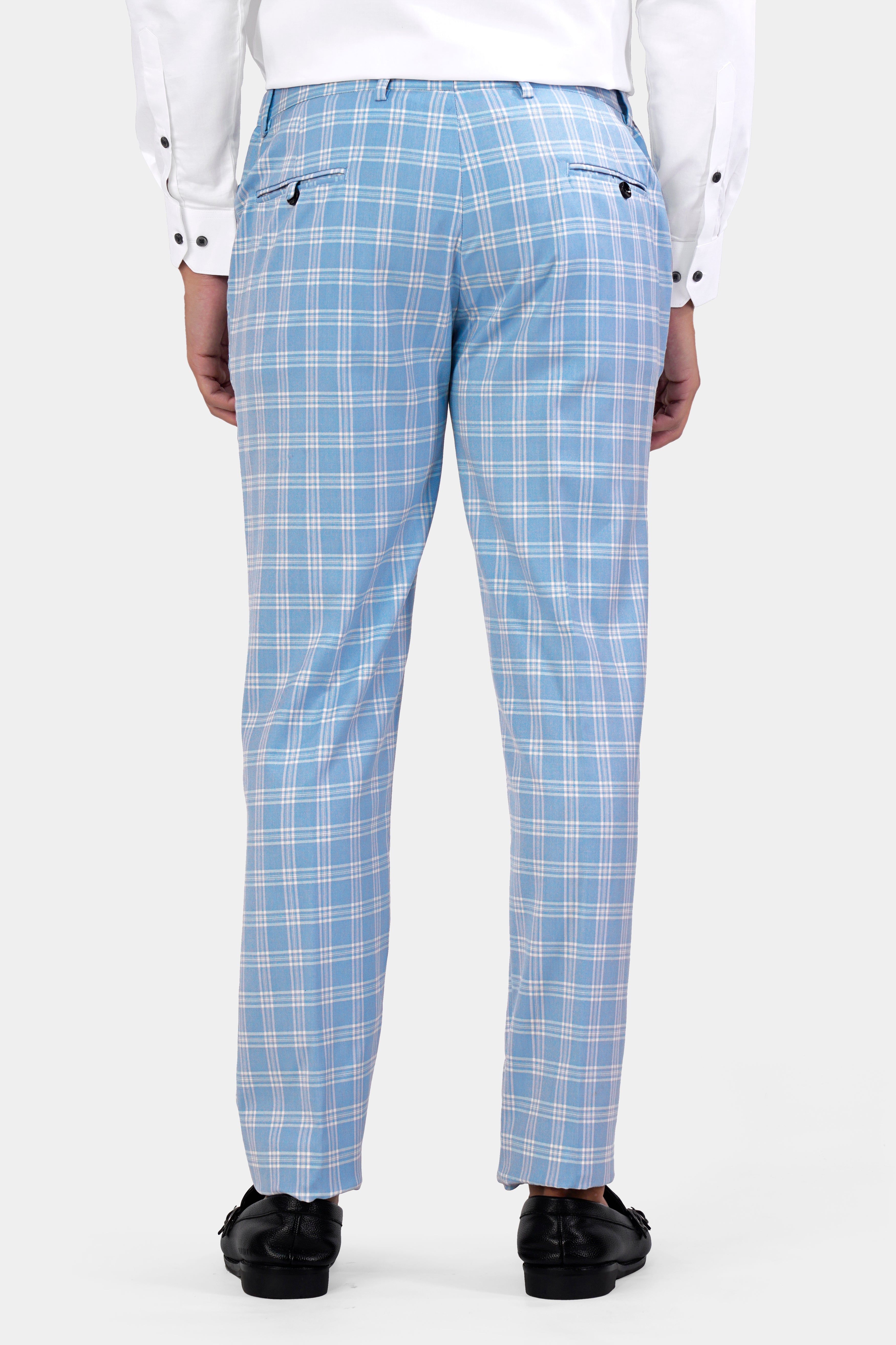 Casper Blue Plaid Wool Rich Stretchable Pant T2959-SW-28, T2959-SW-30, T2959-SW-32, T2959-SW-34, T2959-SW-36, T2959-SW-38, T2959-SW-40, T2959-SW-42, T2959-SW-44