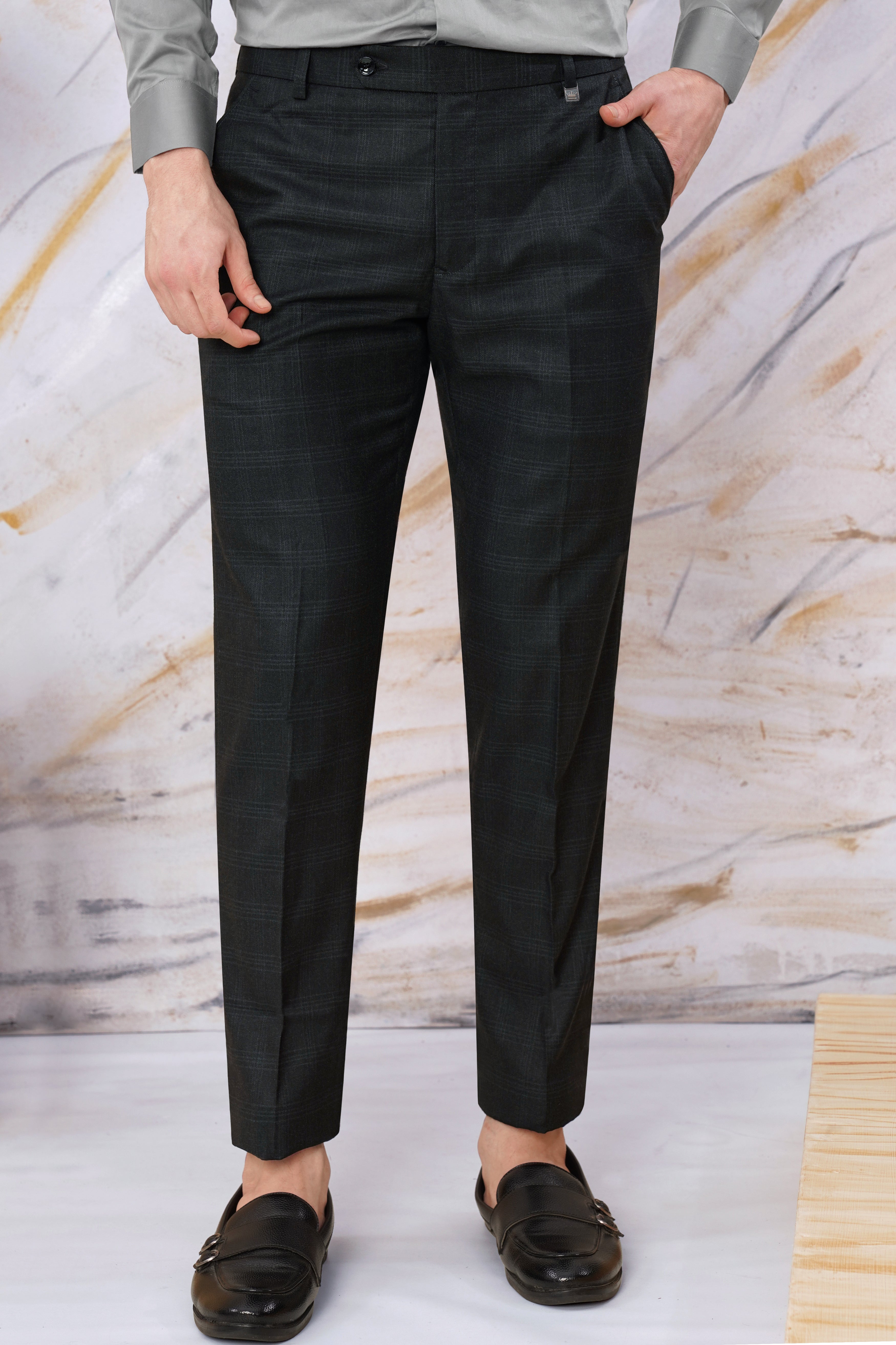 Charade Gray Plaid Wool Rich Pant