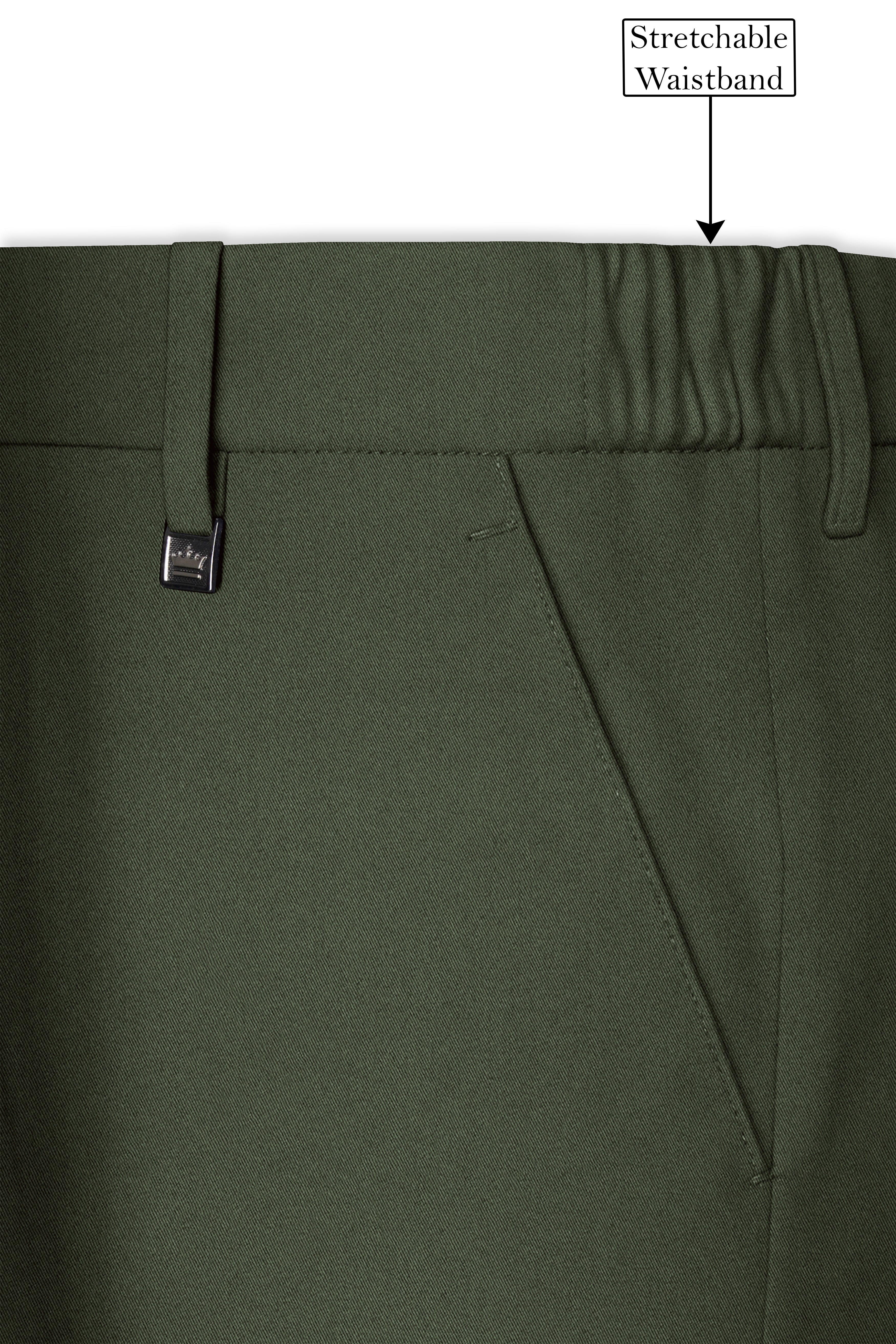 Travliam-Artichoke Green Wool Rich Stretchable Traveler Pant