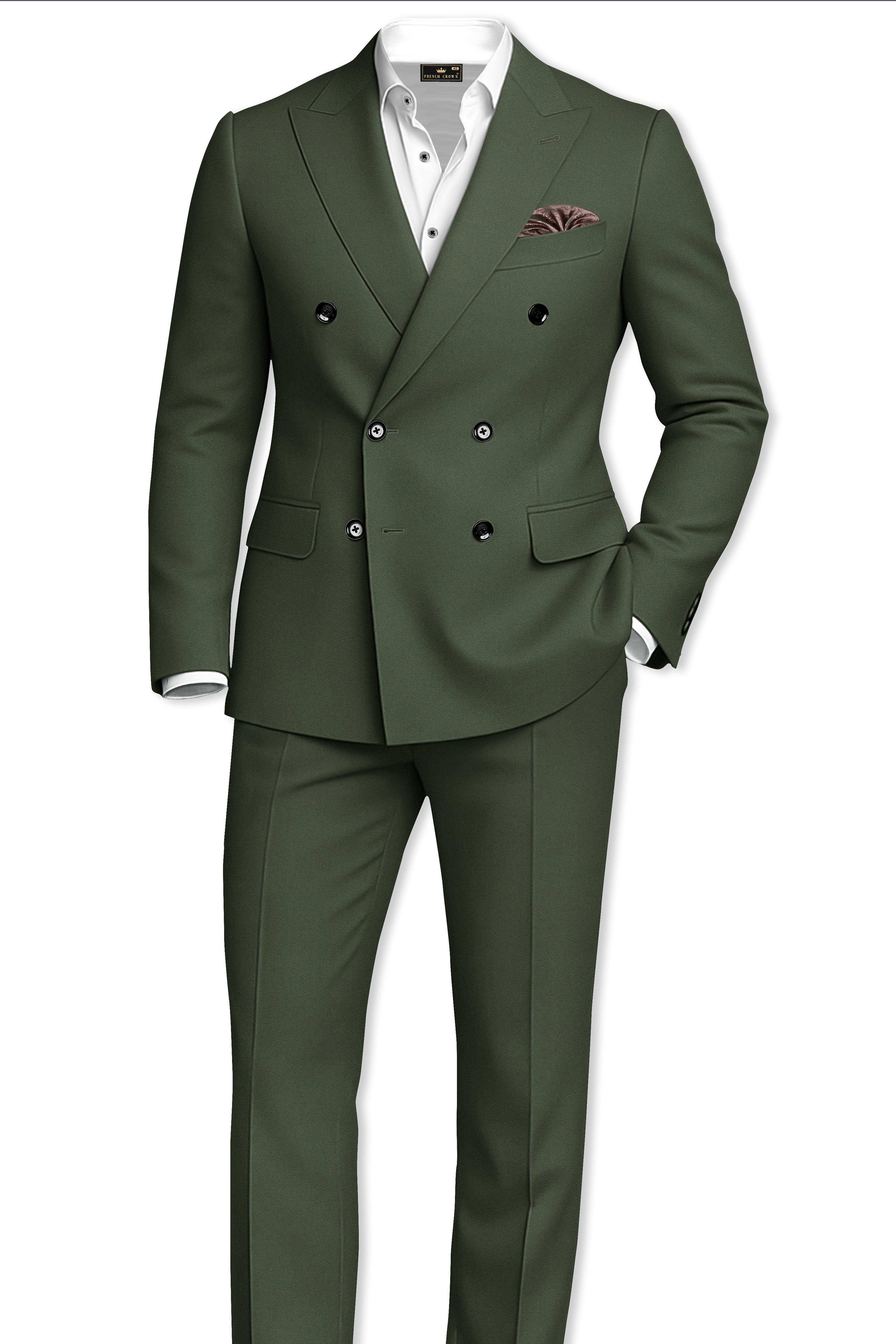Travliam-Artichoke Green Wool Rich Stretchable Traveler Pant