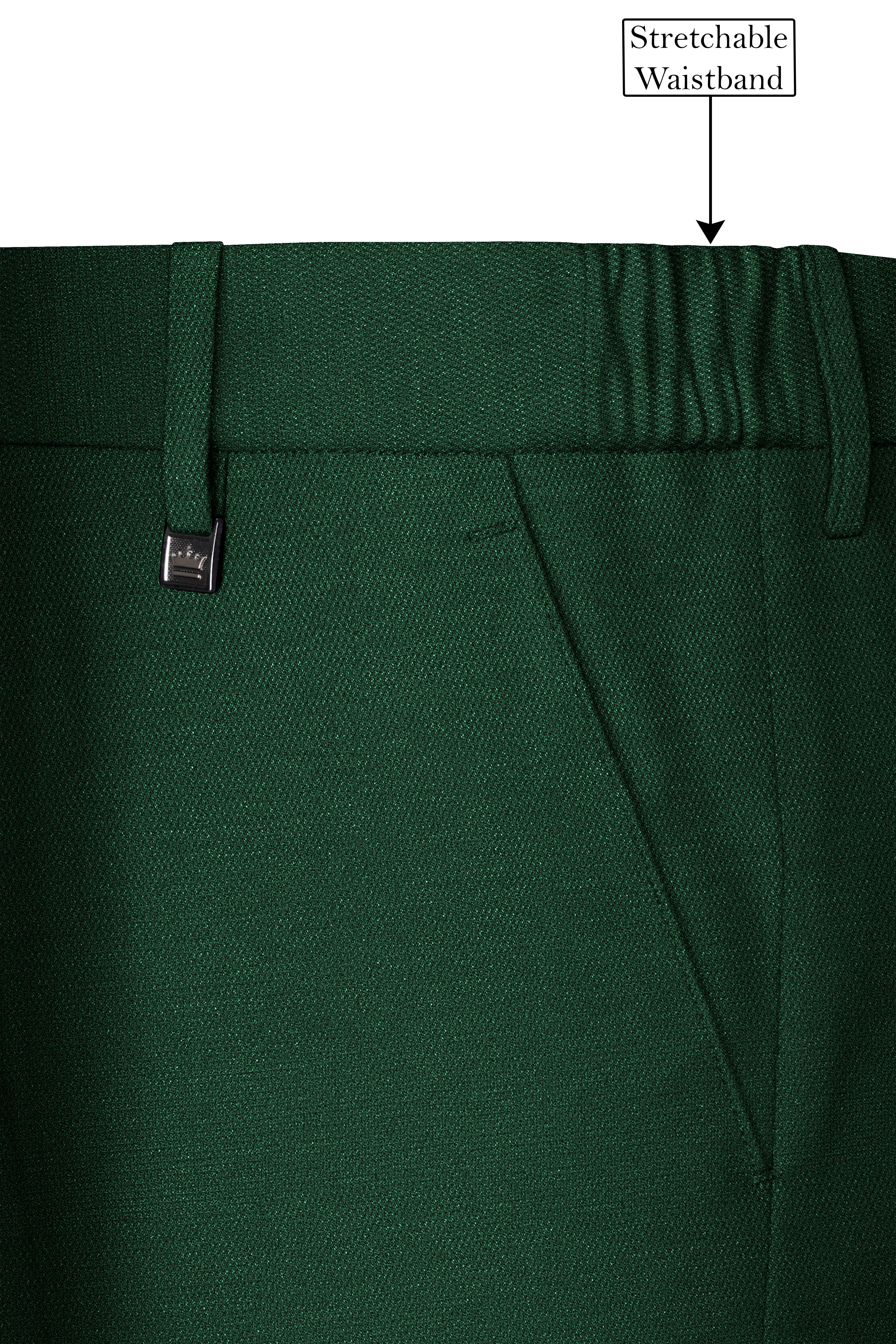 Glade-Basil Green Solid Wool Rich Stretchable traveler Pant