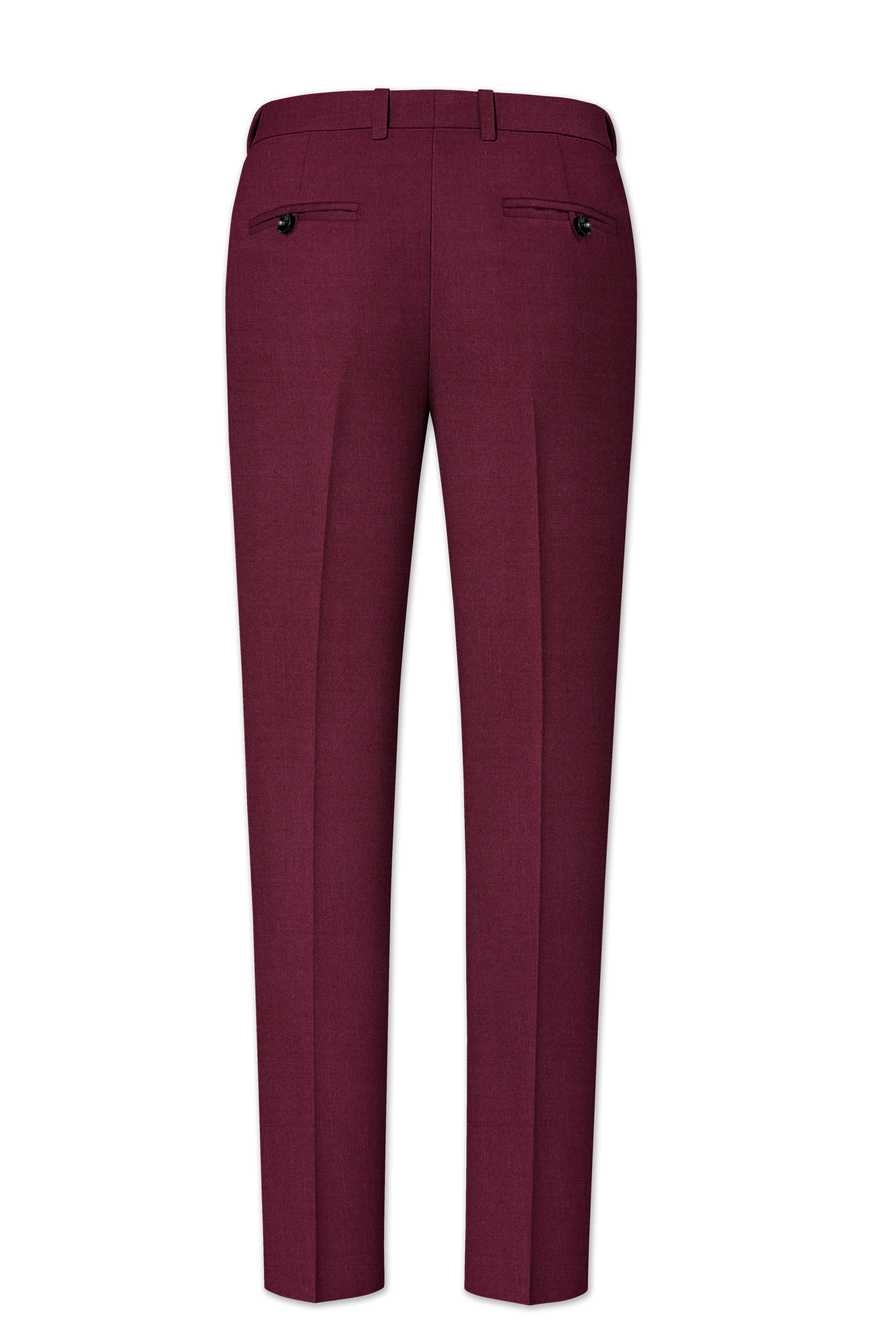 Bordeaux Maroon Wool Rich Pant