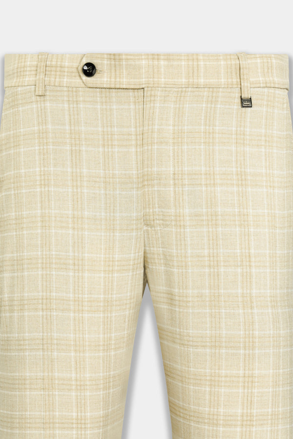Hampton Beige Wool Rich Plaid Pant