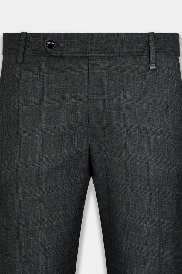 Iridium Gray Subtle Checkered Wool Rich Stretchable Waistband Pant