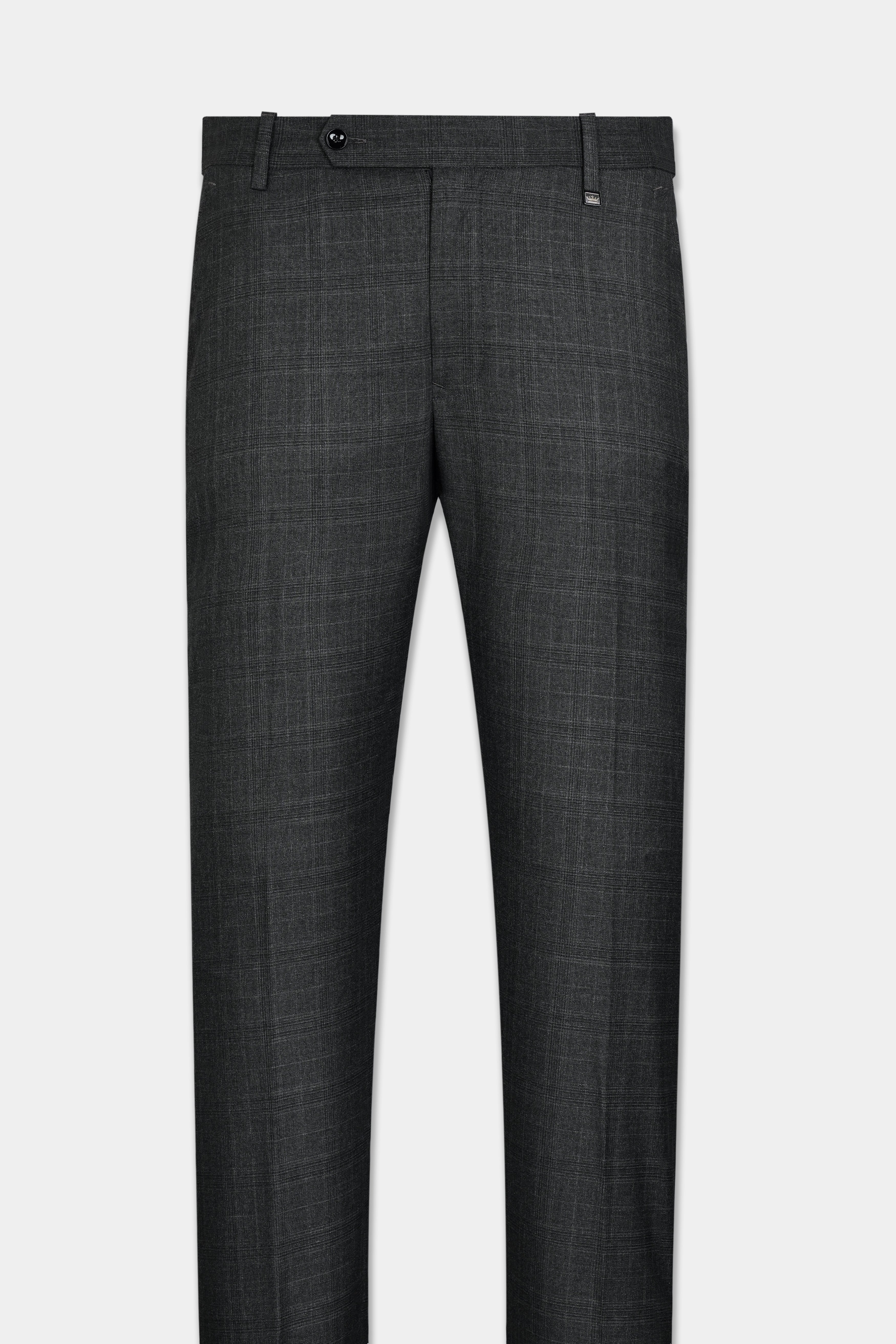 Iridium Gray Subtle Checkered Wool Rich Stretchable Waistband Pant