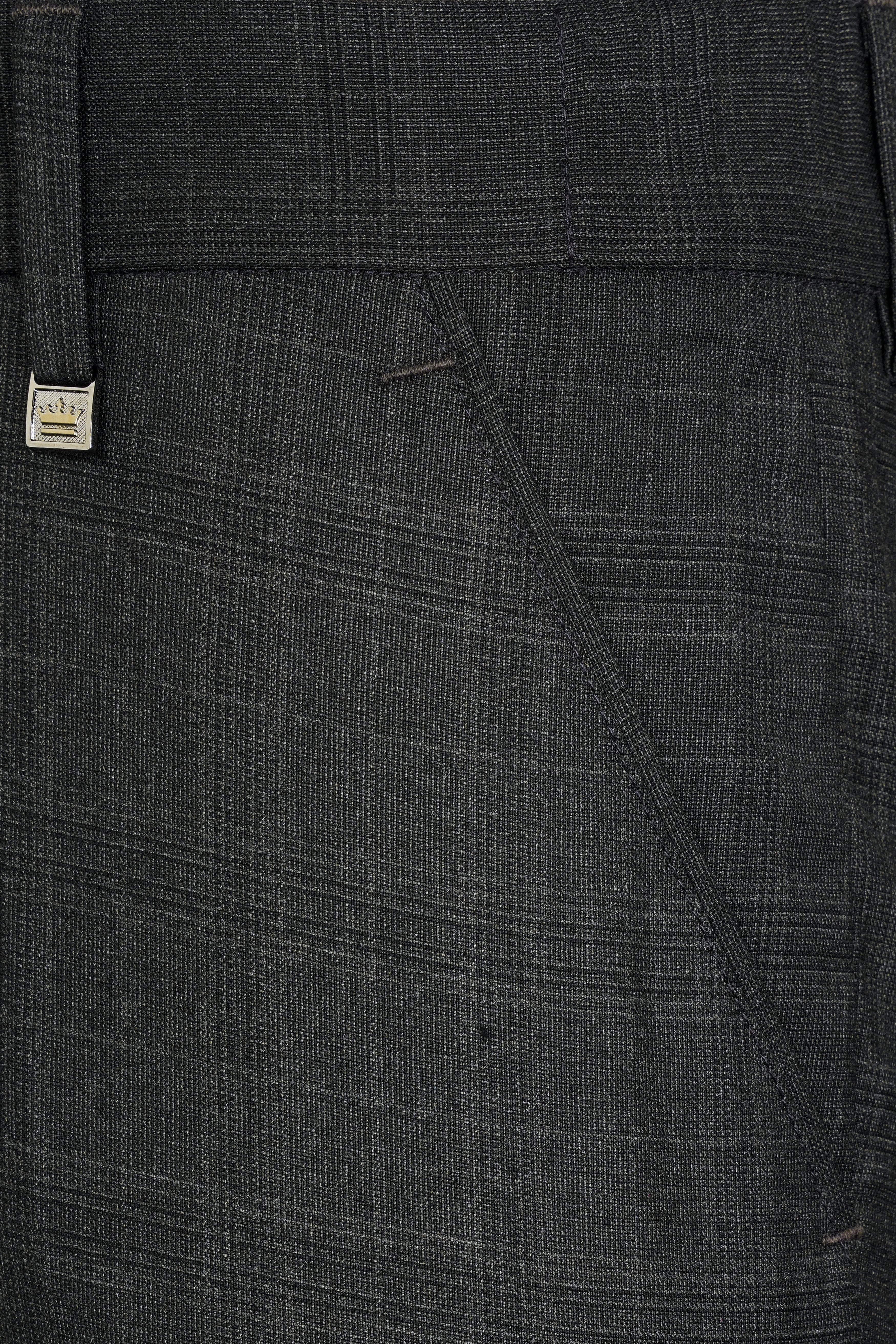 Iridium Gray Subtle Checkered Wool Rich Stretchable Waistband Pant