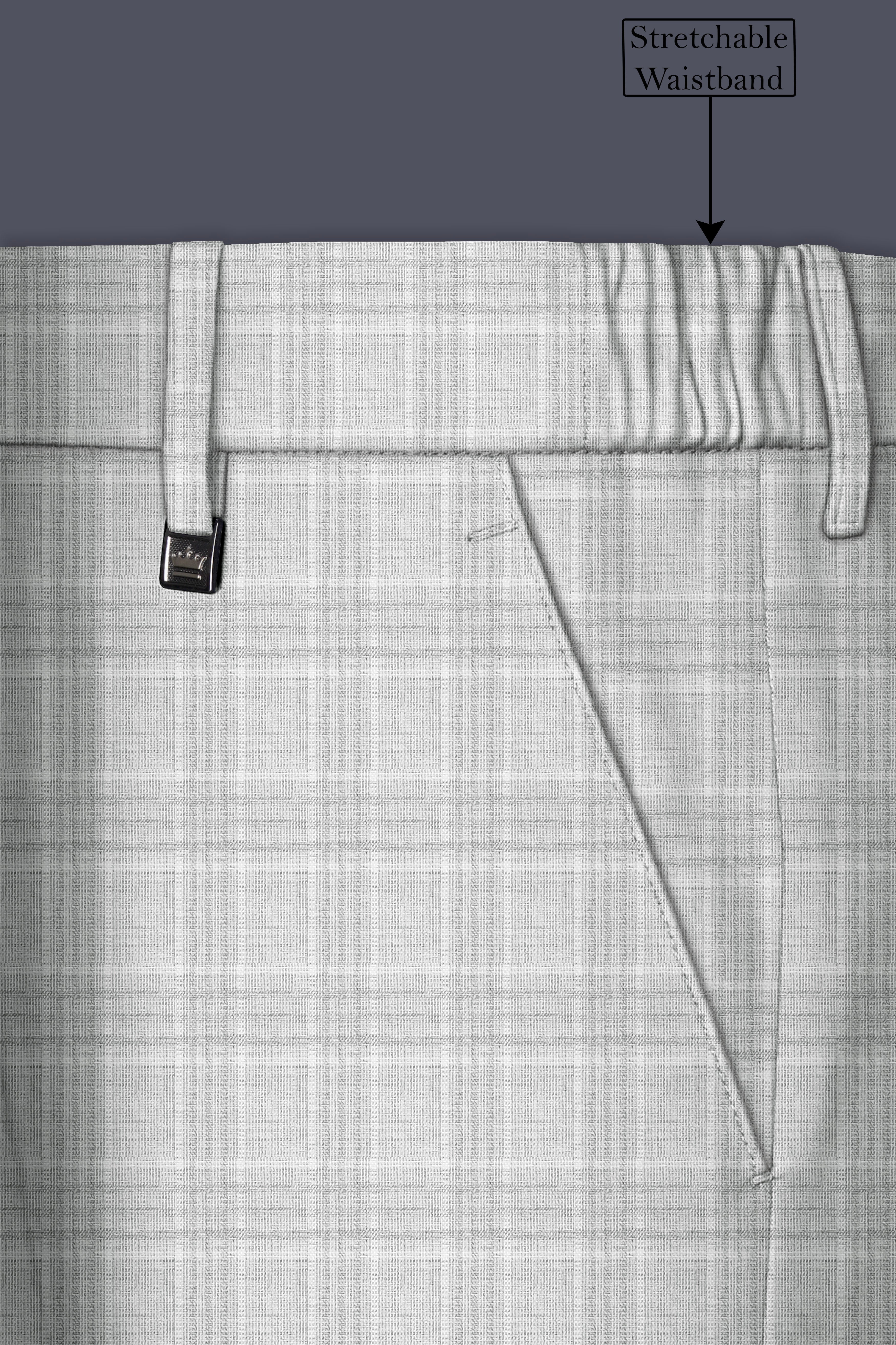 Cloud Gray Plaid Wool Rich Pant