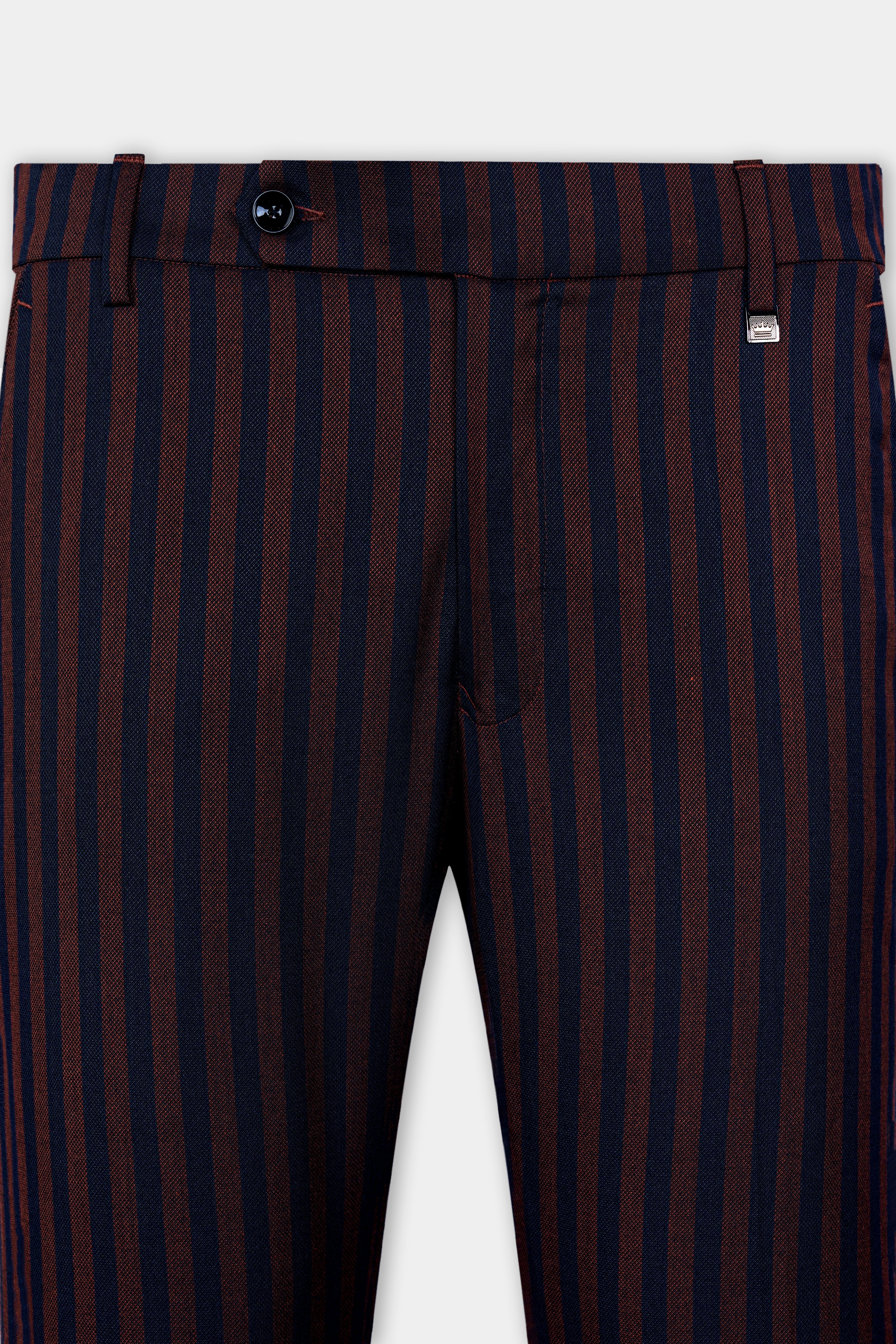 Gondola Brown and Mirage Blue Striped Wool Rich Pant.