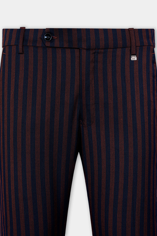 Gondola Brown and Mirage Blue Striped Wool Rich Pant.