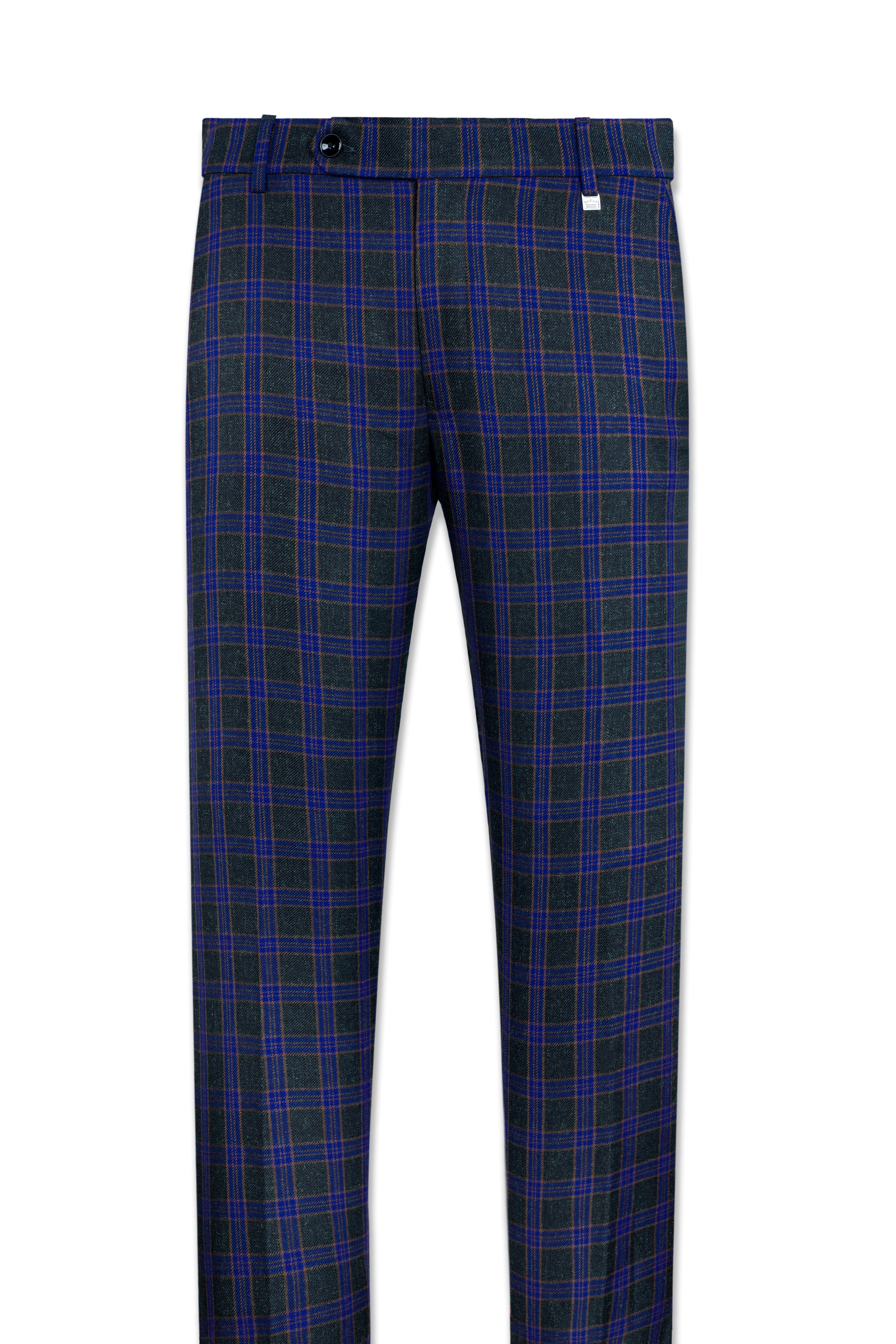 Blue and Piano Green Plaid Tweed Pant