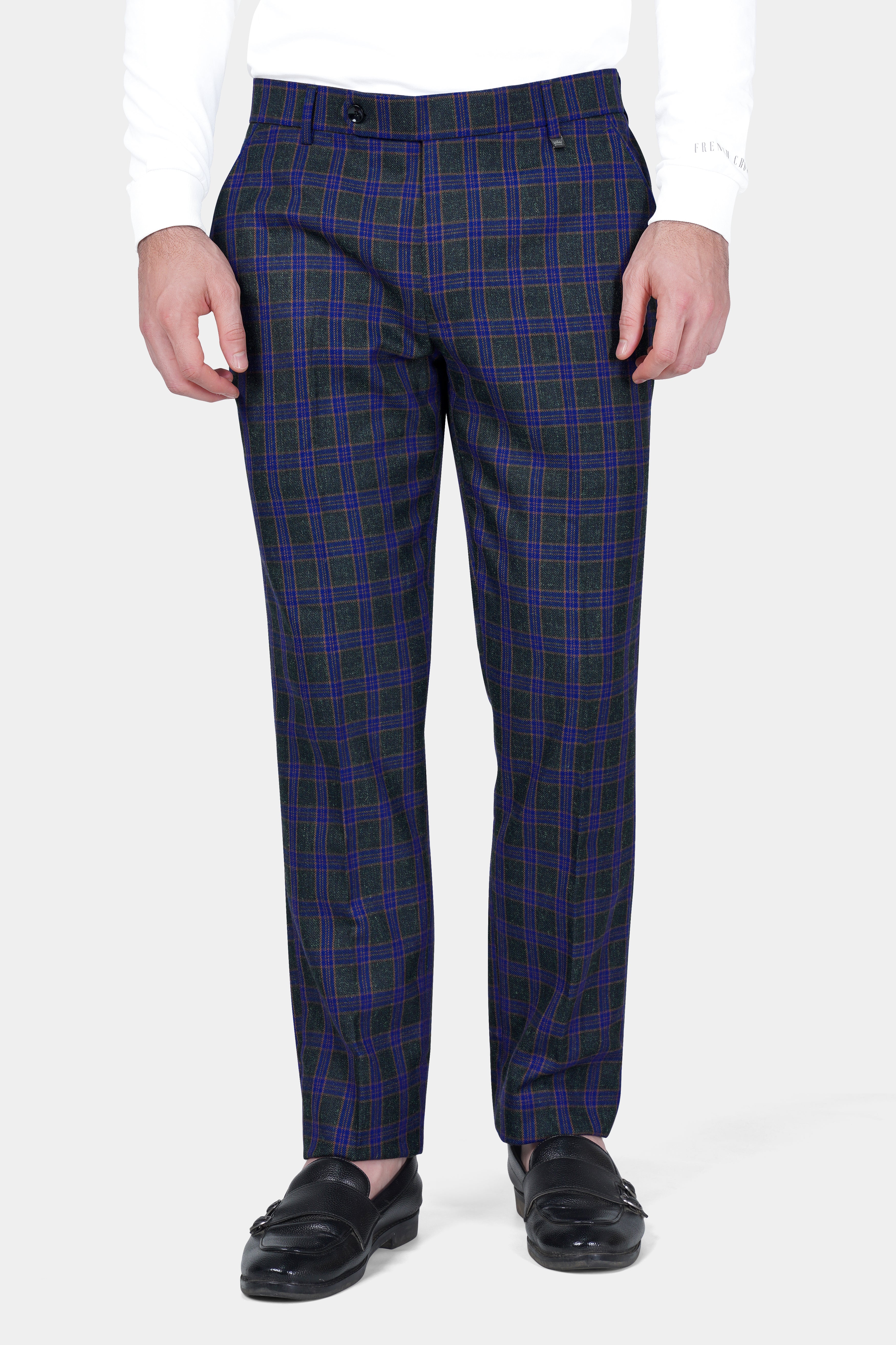 Blue and Piano Green Plaid Tweed Pant