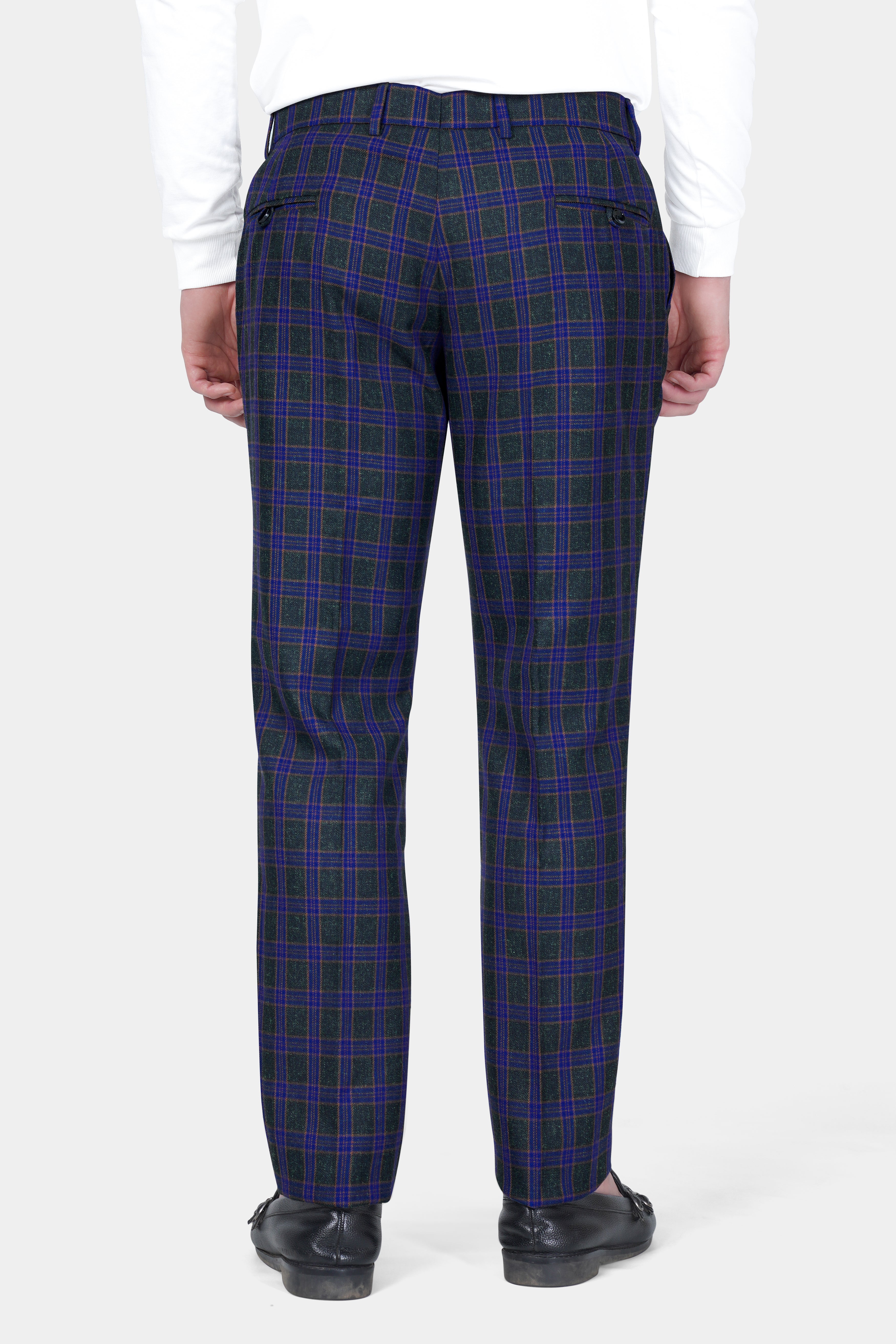Blue and Piano Green Plaid Tweed Pant