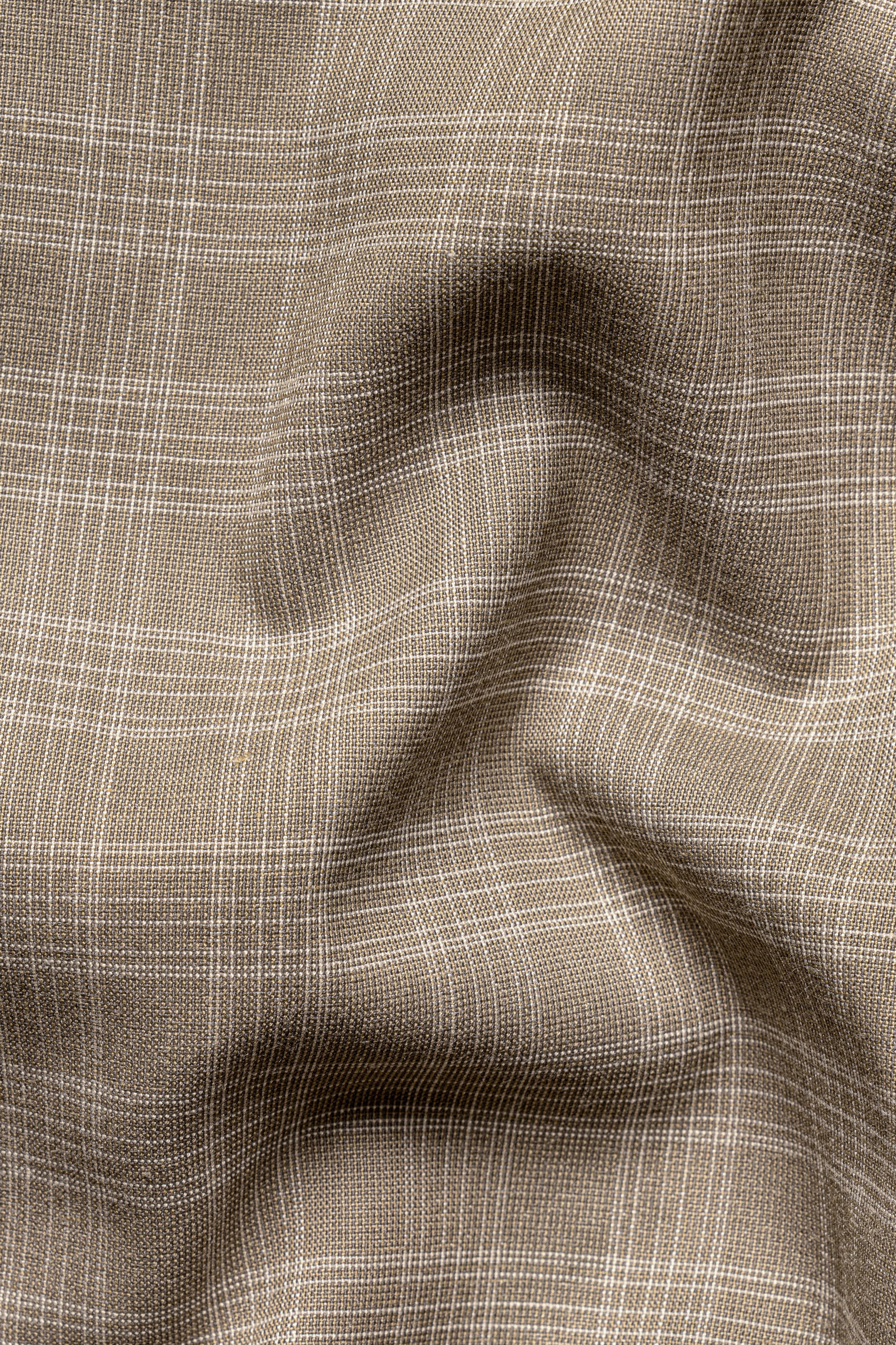 Oyster Brown Plaid Wool Rich Pant