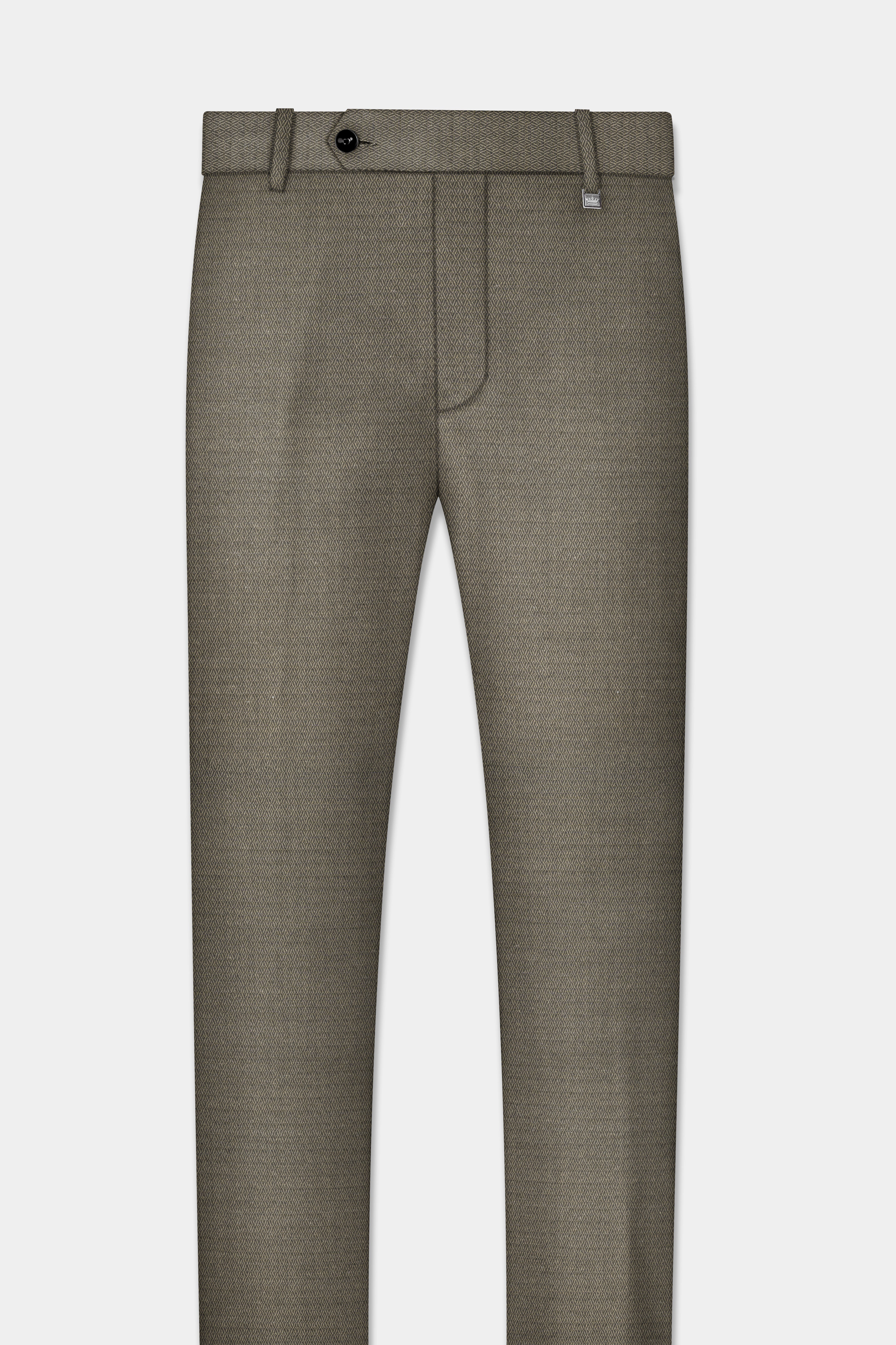 Wenge Brown Dobby Textured wool blend Pant