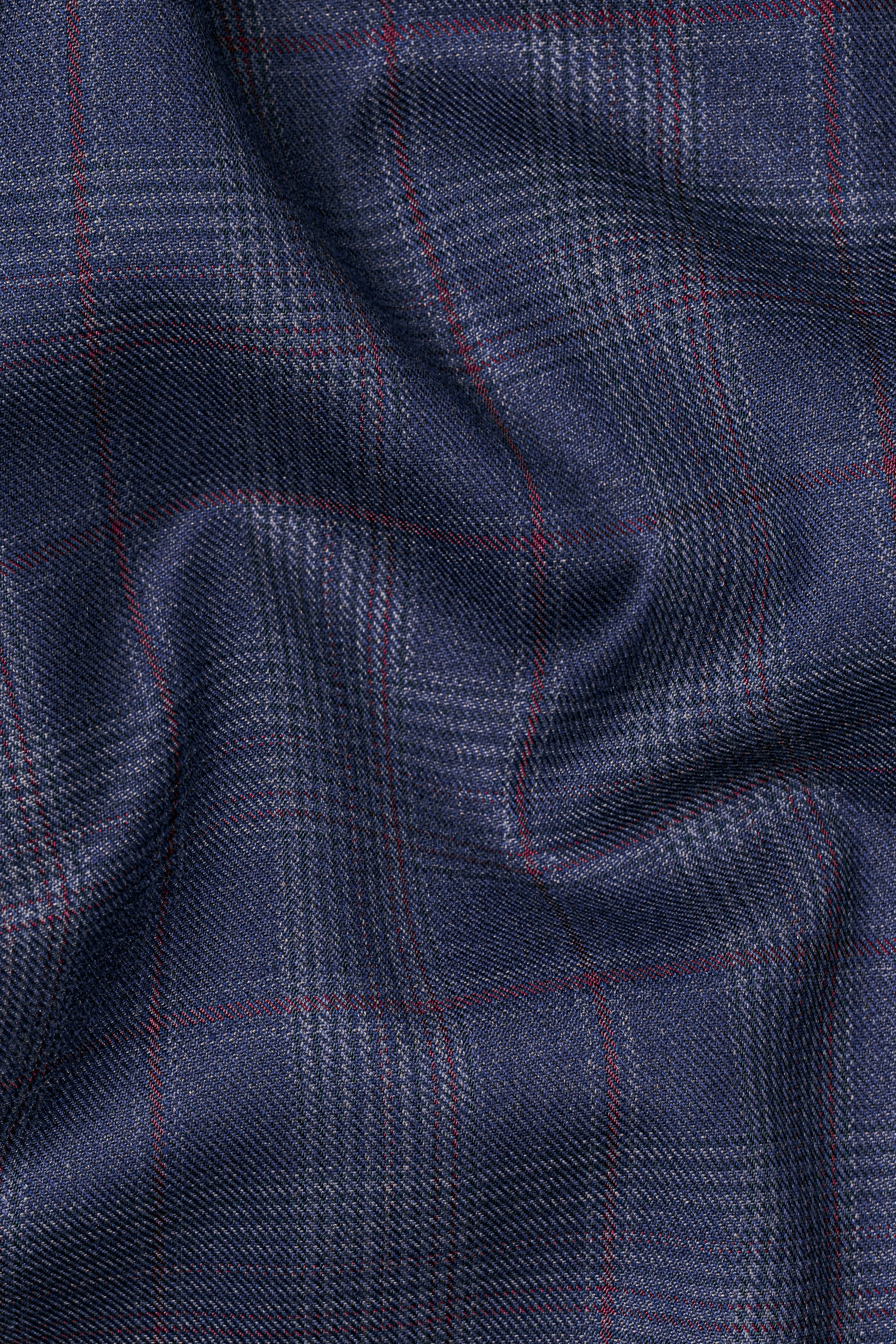 Tuna Blue Checkered Wool Blend Pant
