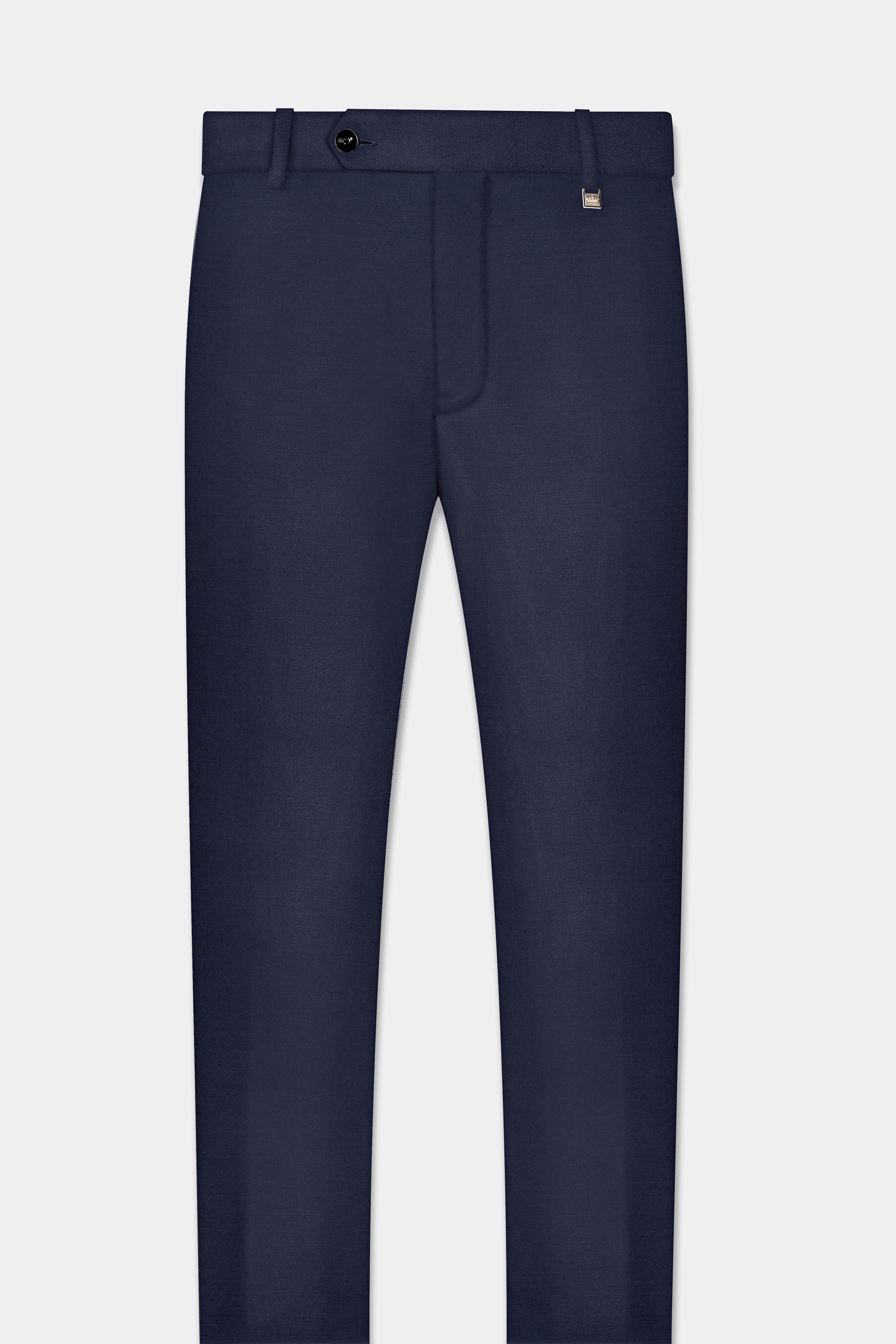 Vulcan Blue Solid Wool Blend Pant