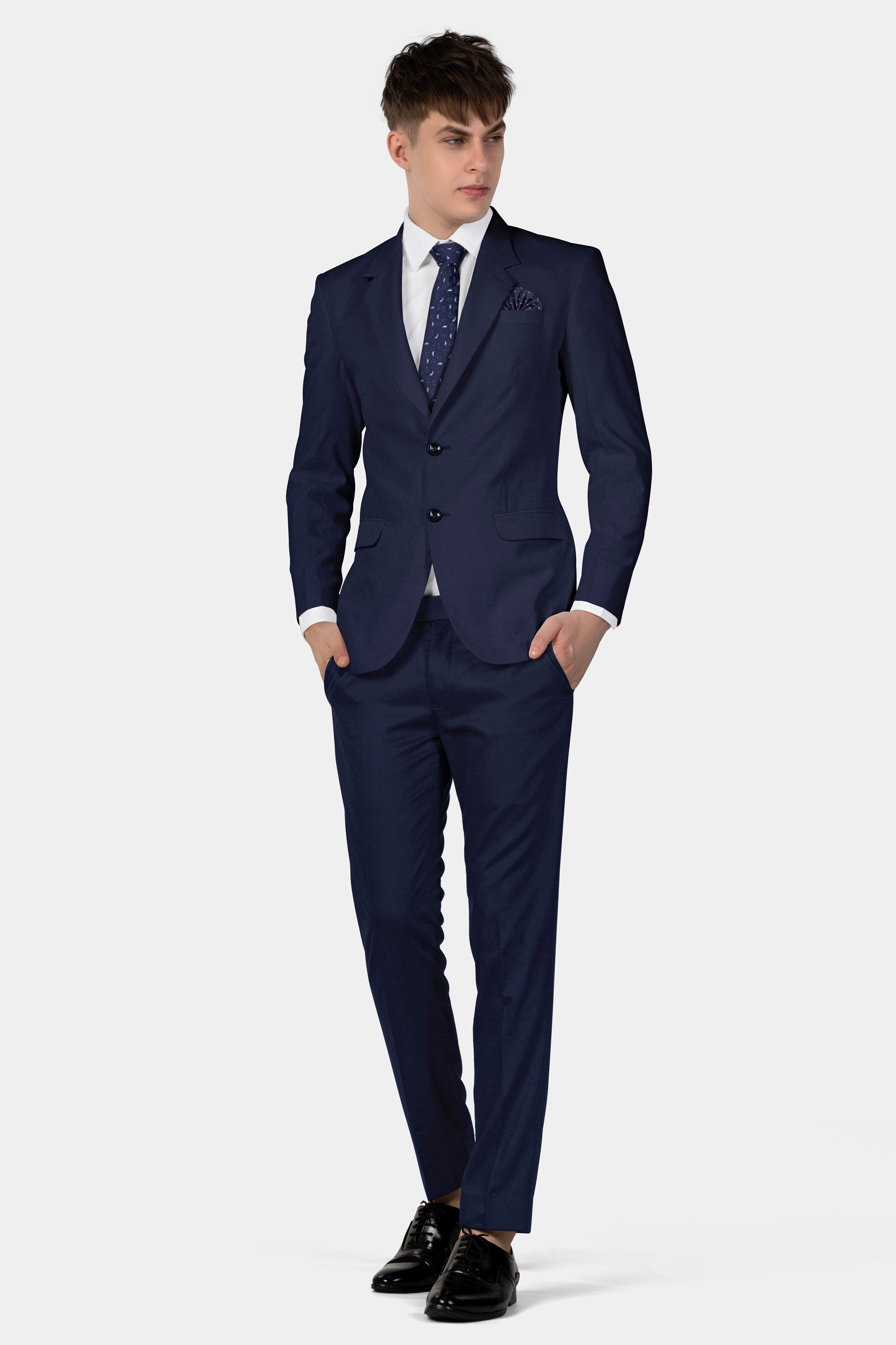 Vulcan Blue Solid Wool Blend Pant
