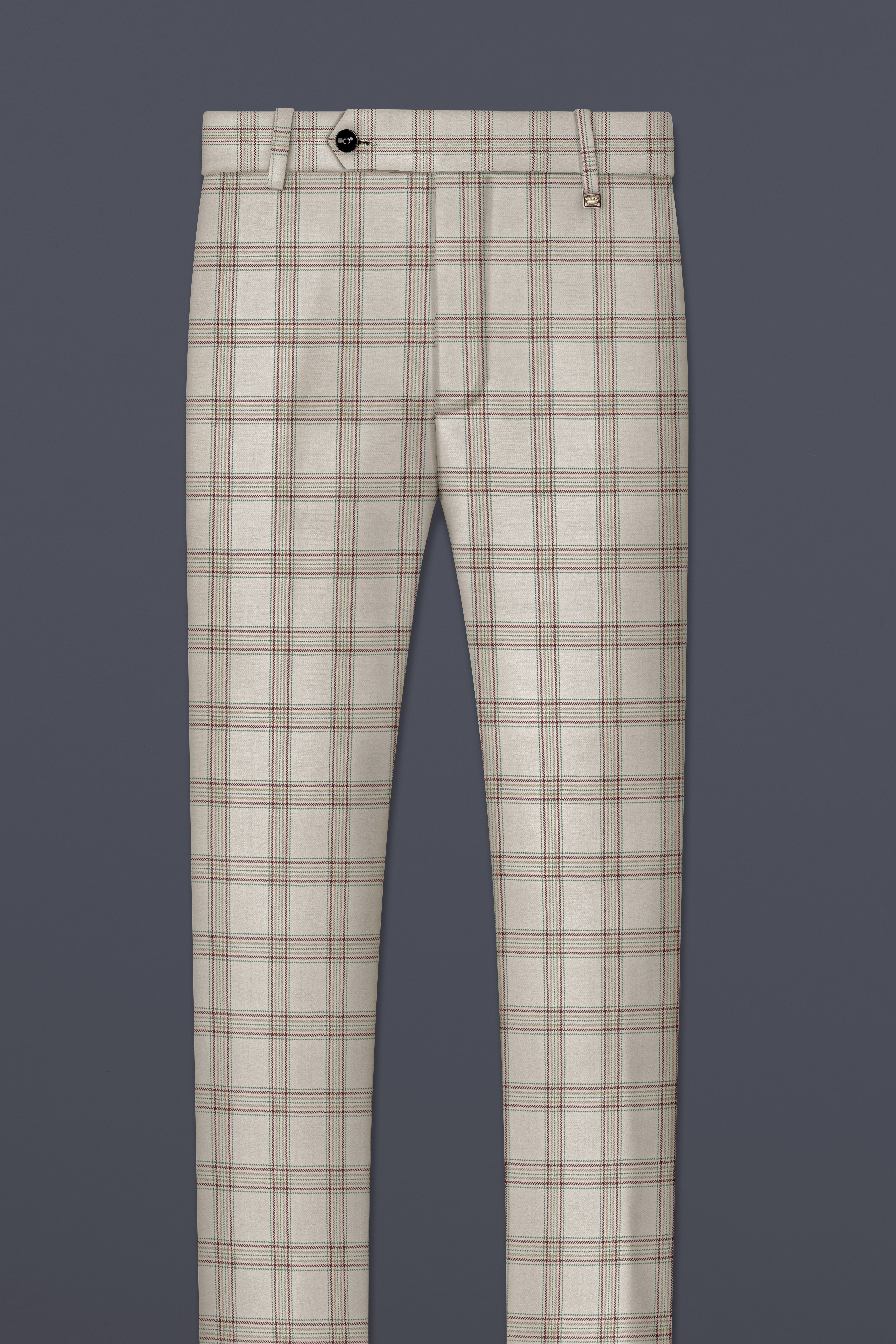 Swirl Cream with Maroon and Green windowpane Tweed Pant
