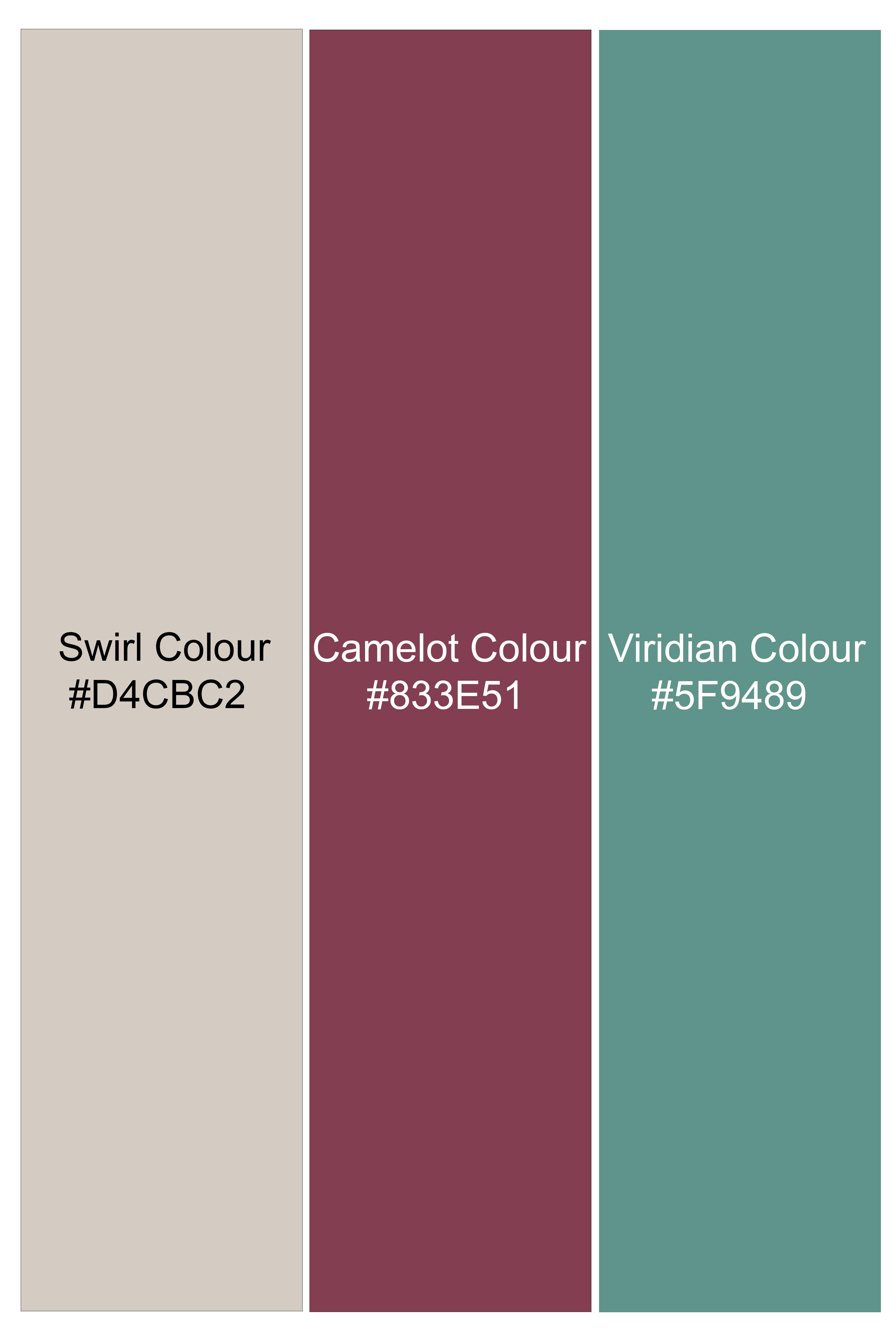 Swirl Cream with Maroon and Green windowpane Tweed Pant