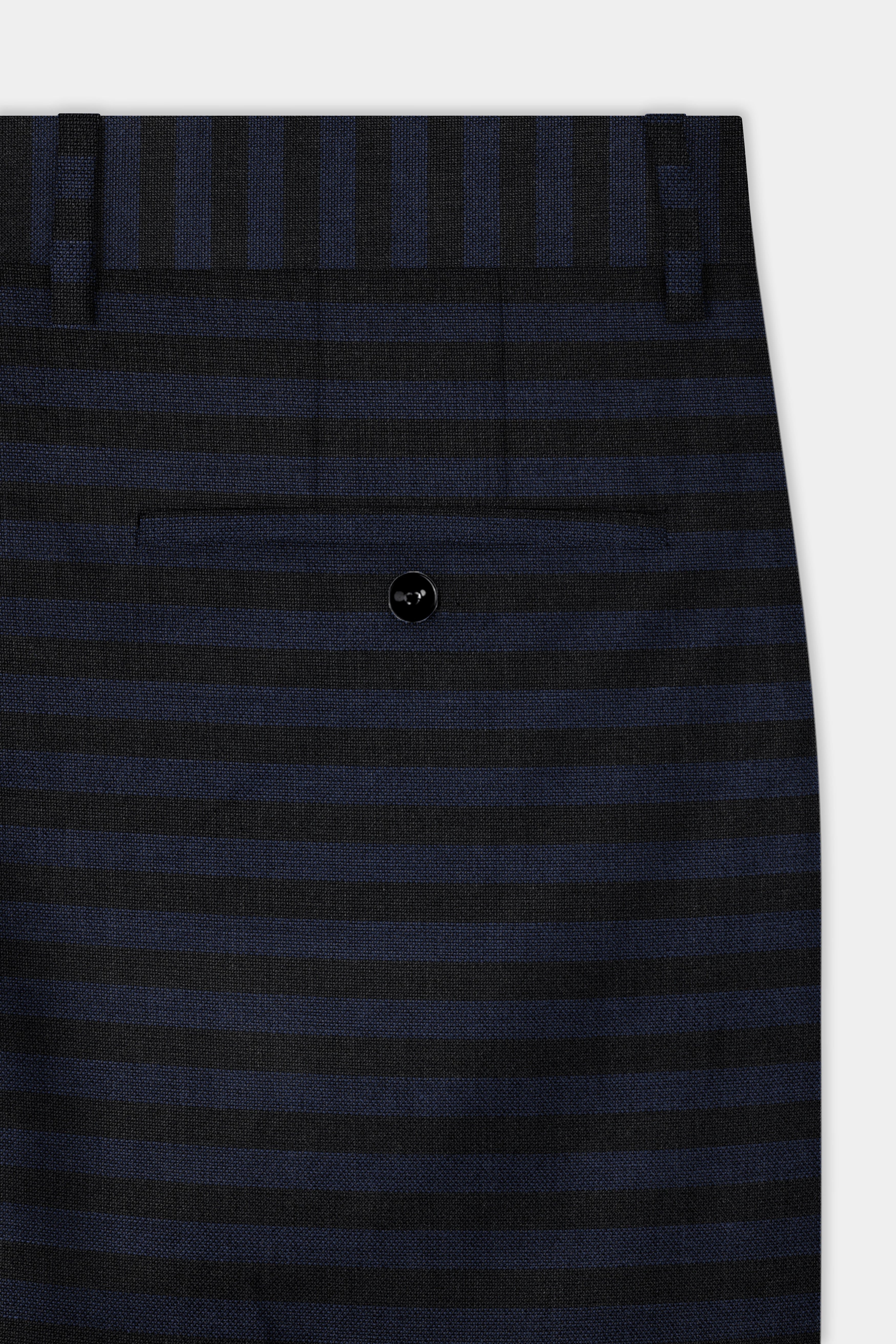 Mirage Blue and Black Striped Wool Blend Pant